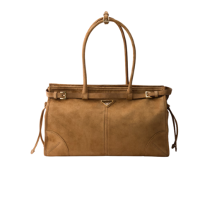 Prada Bonnie Large Shoulder Bag 15in/ 38cm Cinnamon Suede Gold Hardware For Women 1BA433_2C4S_F0401_V_MOO
