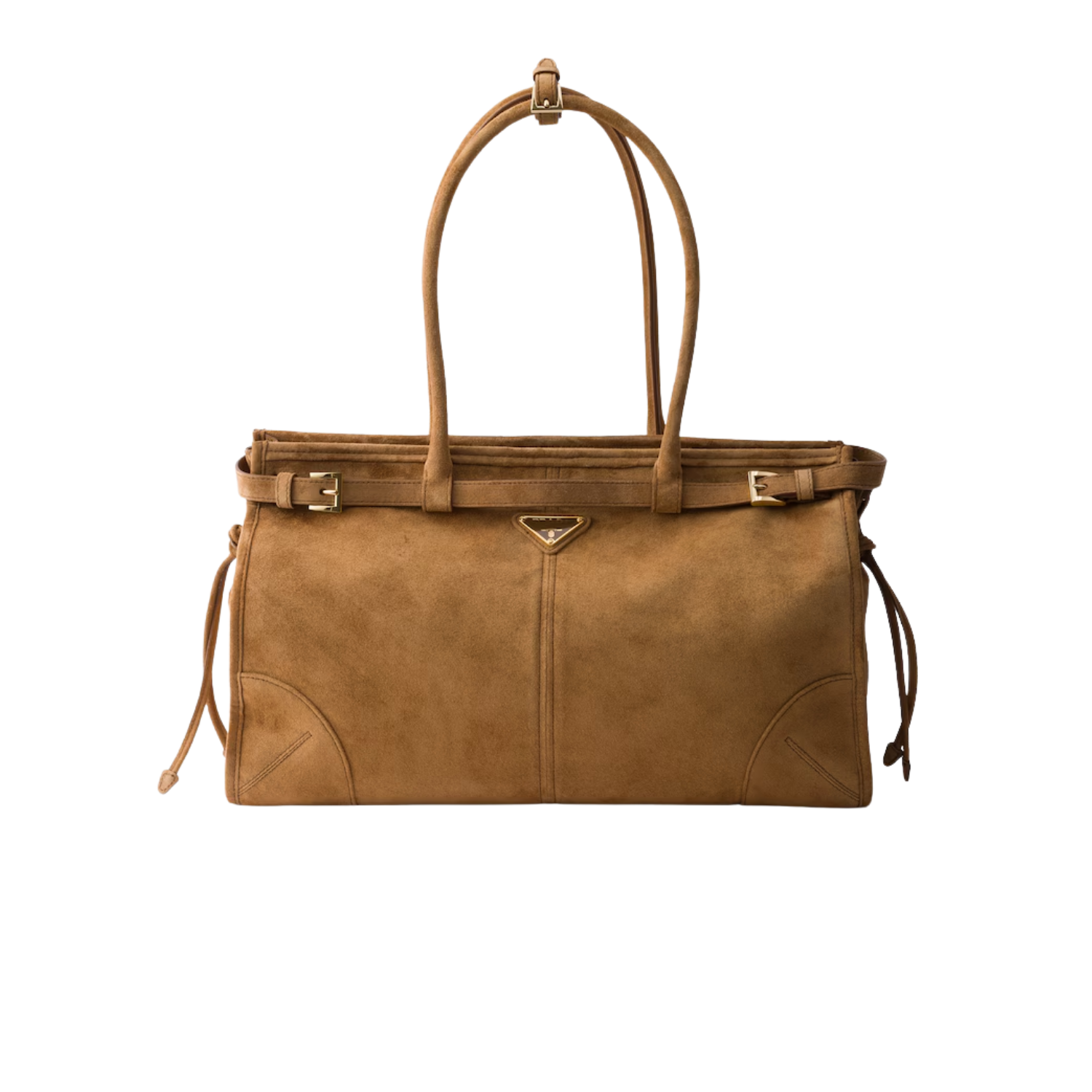 Prada Bonnie Large Shoulder Bag 15in/ 38cm Cinnamon Suede Gold Hardware For Women 1BA433_2C4S_F0401_V_MOO