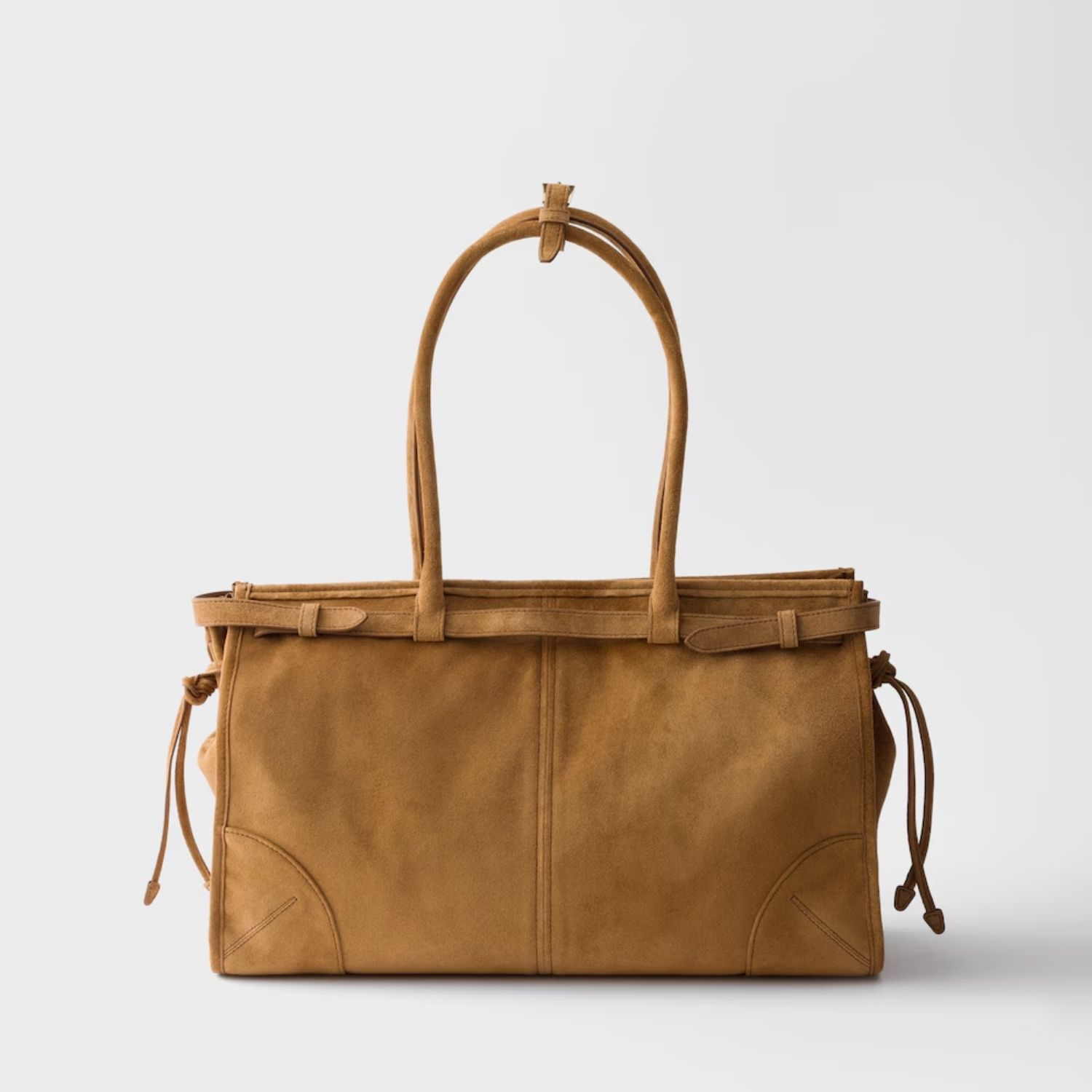 Prada Bonnie Large Shoulder Bag 15in/ 38cm Cinnamon Suede Gold Hardware For Women 1BA433_2C4S_F0401_V_MOO