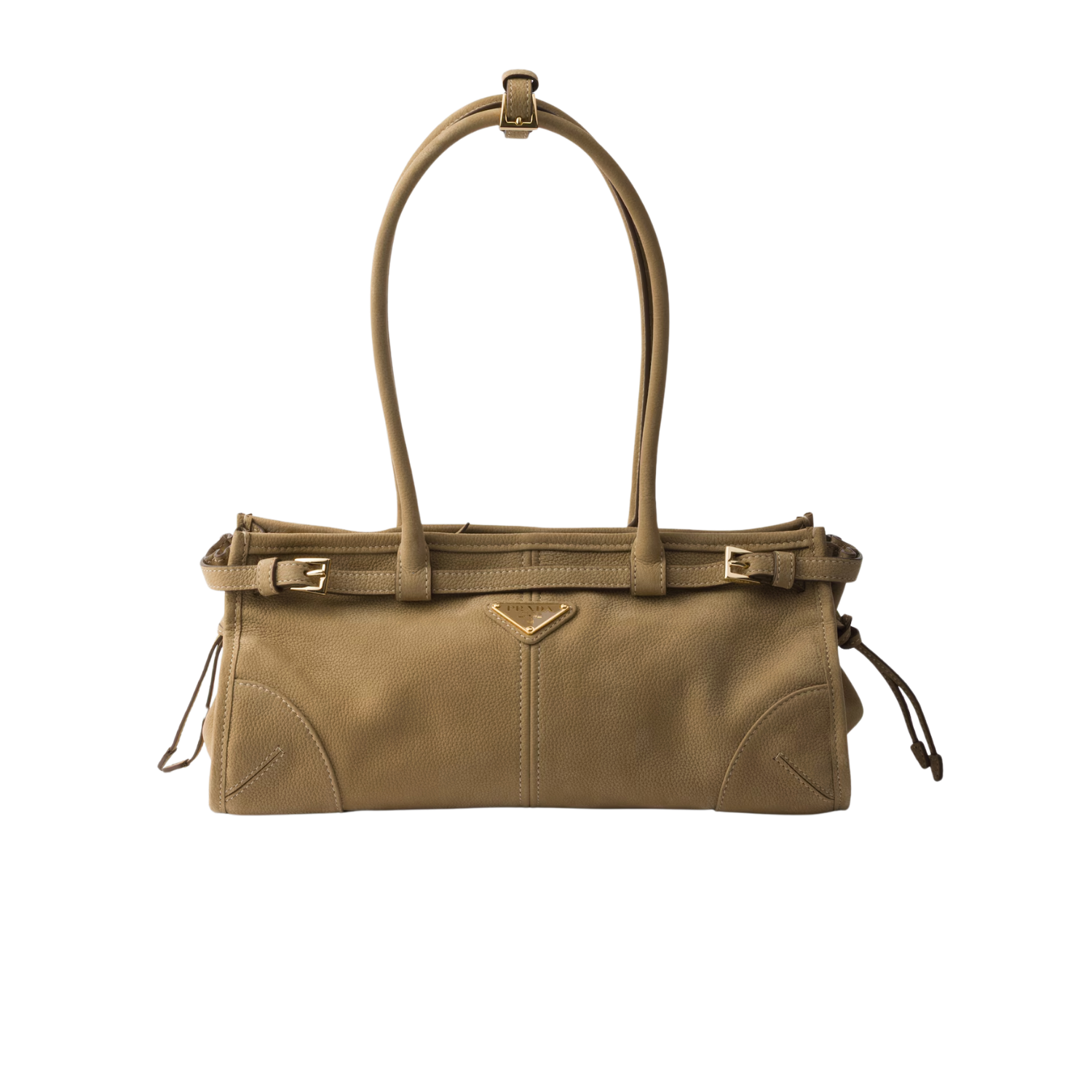 Prada Bonnie Medium Nubuck Shoulder Bag 12.6in/ 32cm Desert Beige Gold Hardware For Women 1BA426_2GB8_F0F24_V_MOM
