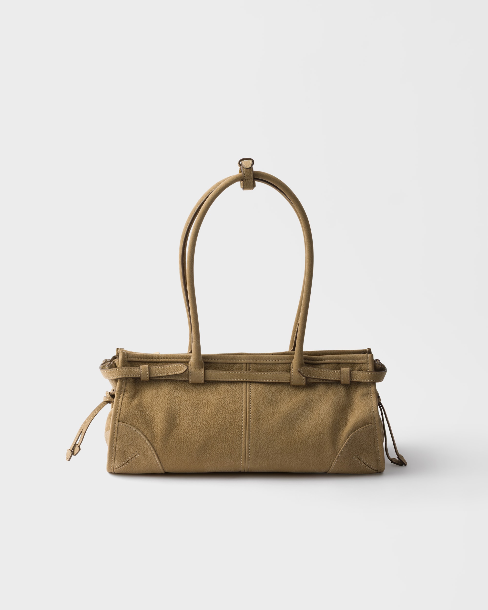 Prada Bonnie Medium Nubuck Shoulder Bag 12.6in/ 32cm Desert Beige Gold Hardware For Women 1BA426_2GB8_F0F24_V_MOM
