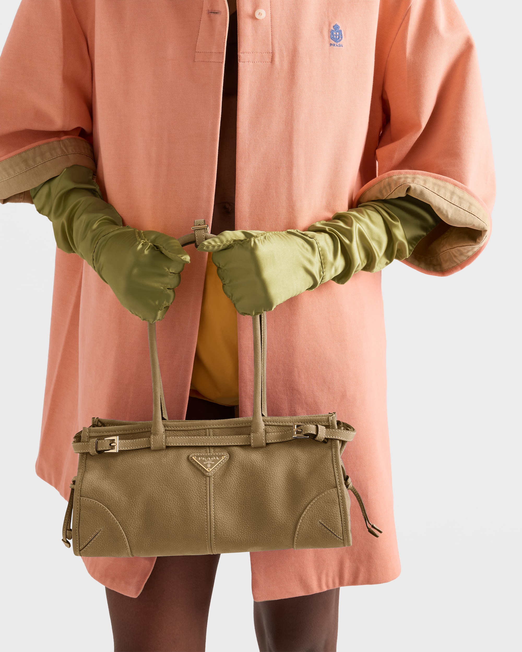 Prada Bonnie Medium Nubuck Shoulder Bag 12.6in/ 32cm Desert Beige Gold Hardware For Women 1BA426_2GB8_F0F24_V_MOM