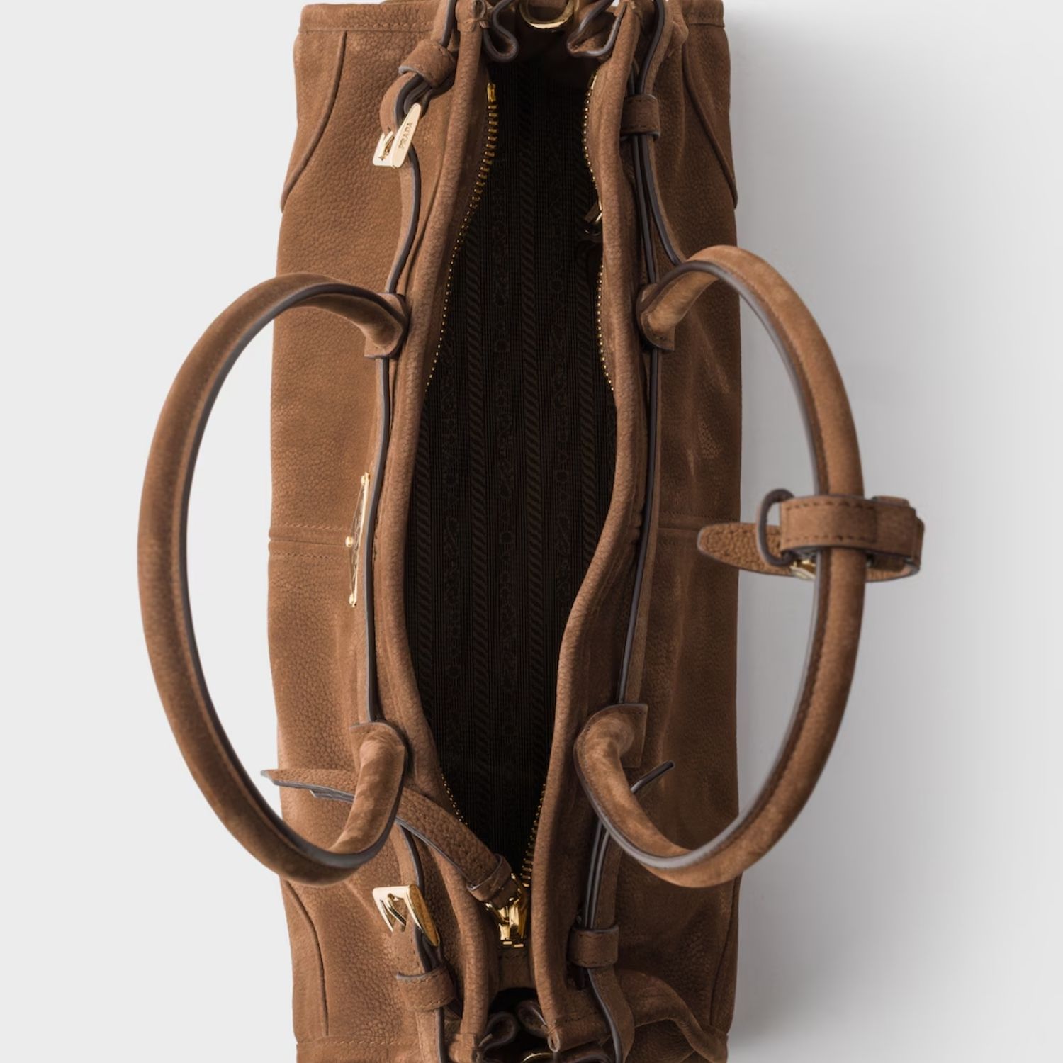 Prada Bonnie Medium Nubuck Shoulder Bag 12.6in/ 32cm Brown Gold Hardware For Women 1BA426_2GB8_F0324_V_MOM