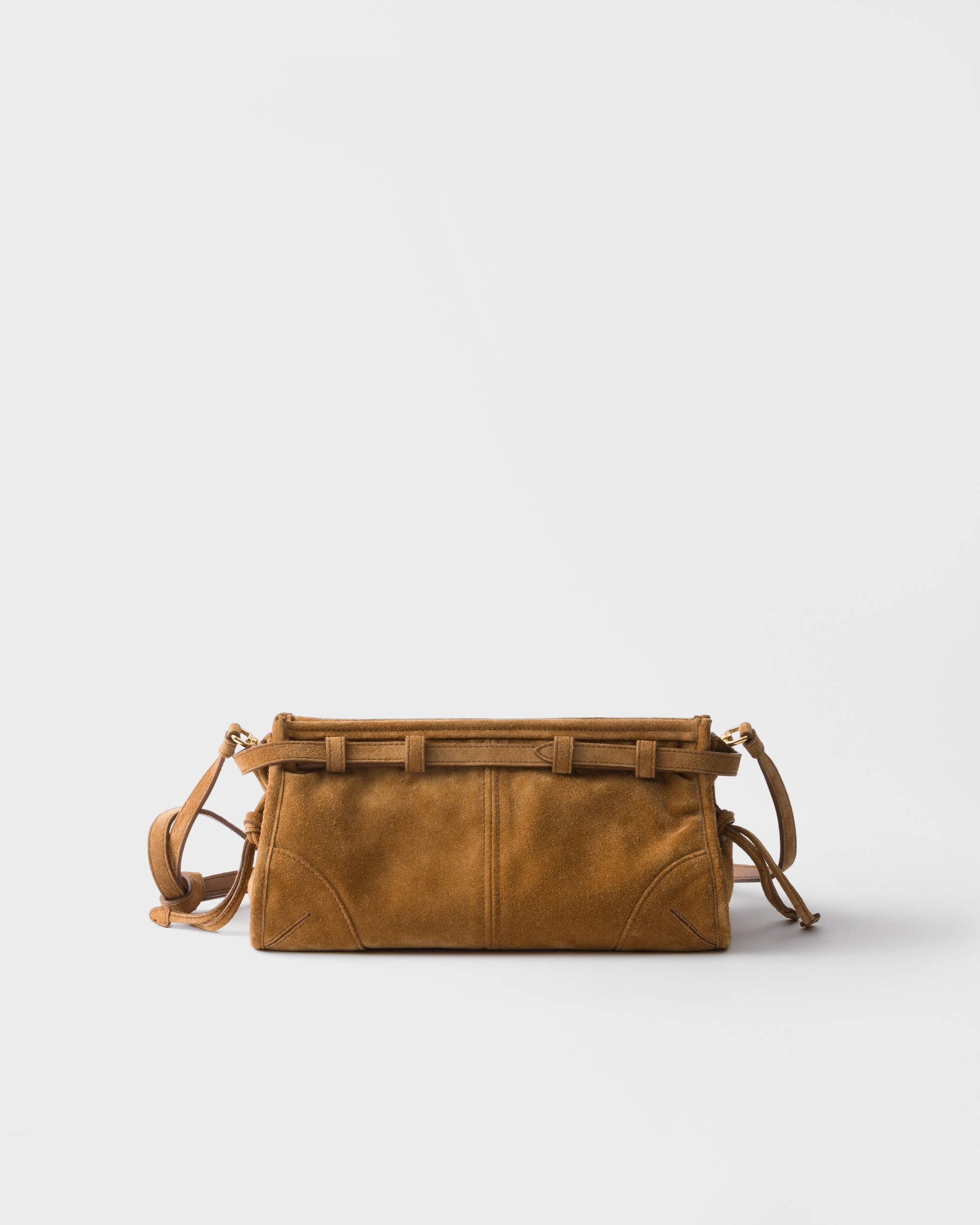 Prada Bonnie Small Shoulder Bag 10.2in/ 26cm Cinnamon Suede Gold Hardware For Women 1BH215_2C4S_F0401_V_OOO