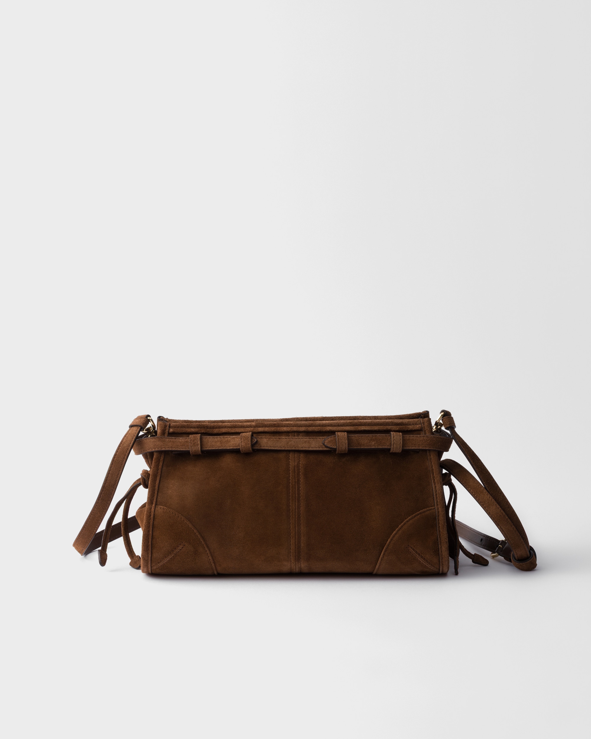 Prada Bonnie Small Shoulder Bag 10.2in/ 26cm Suede Cocoa Brown Gold Hardware For Women 1BH215_2C4S_F0324_V_OOO
