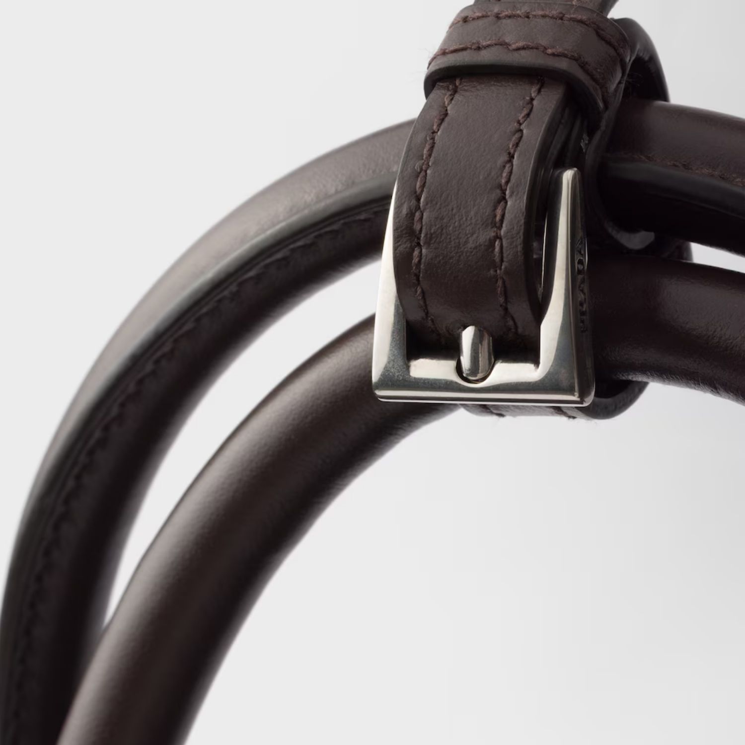 Prada Buckle With Belt Top Handle Bag 18.9in/ 48cm Dark Brown Suede Silver Hardware For Men 2VG126_2C4S_F0003_V_OJO