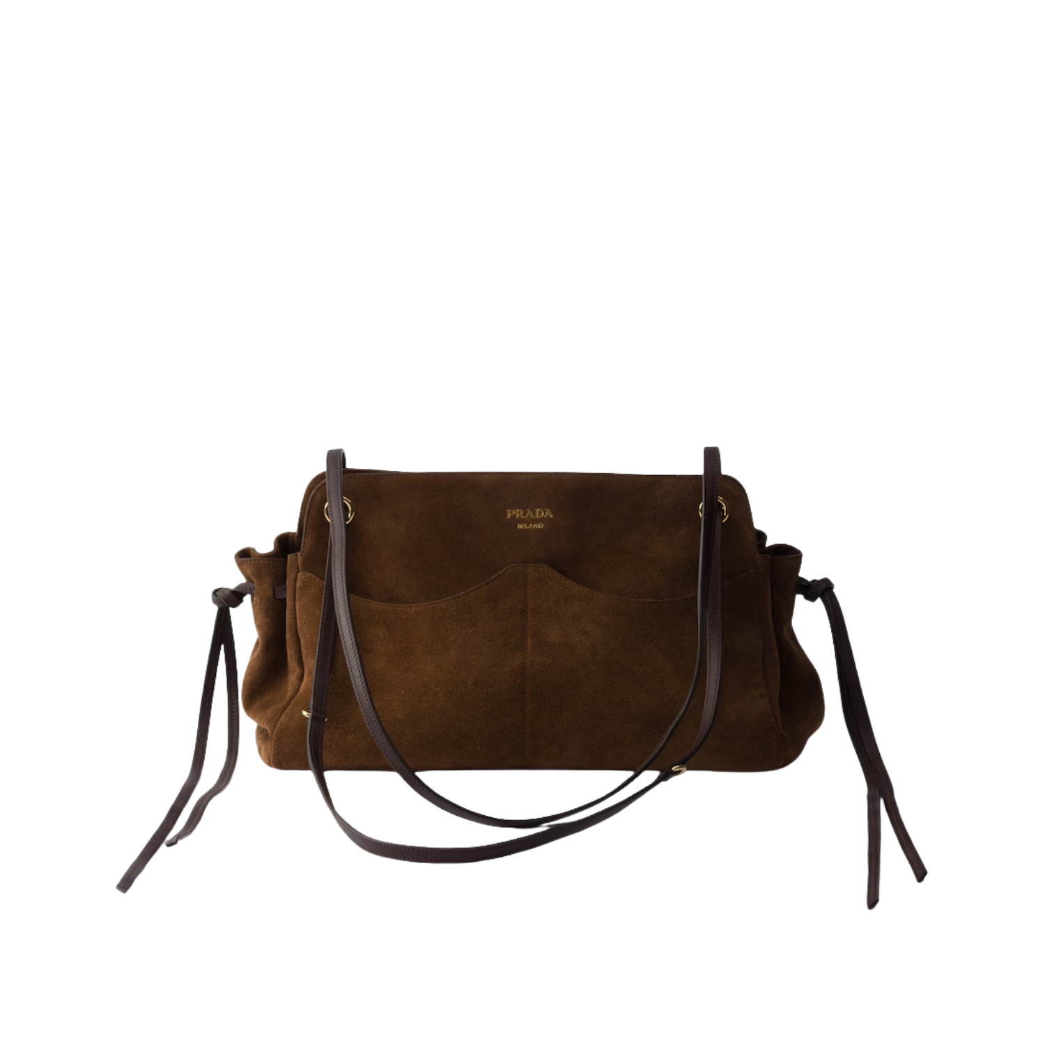 Prada Carry Large Tote Bag 13in/ 33cm Cocoa Brown Suede Gold Hardware For Women 1BG650_2C4S_F0324_V_OOO