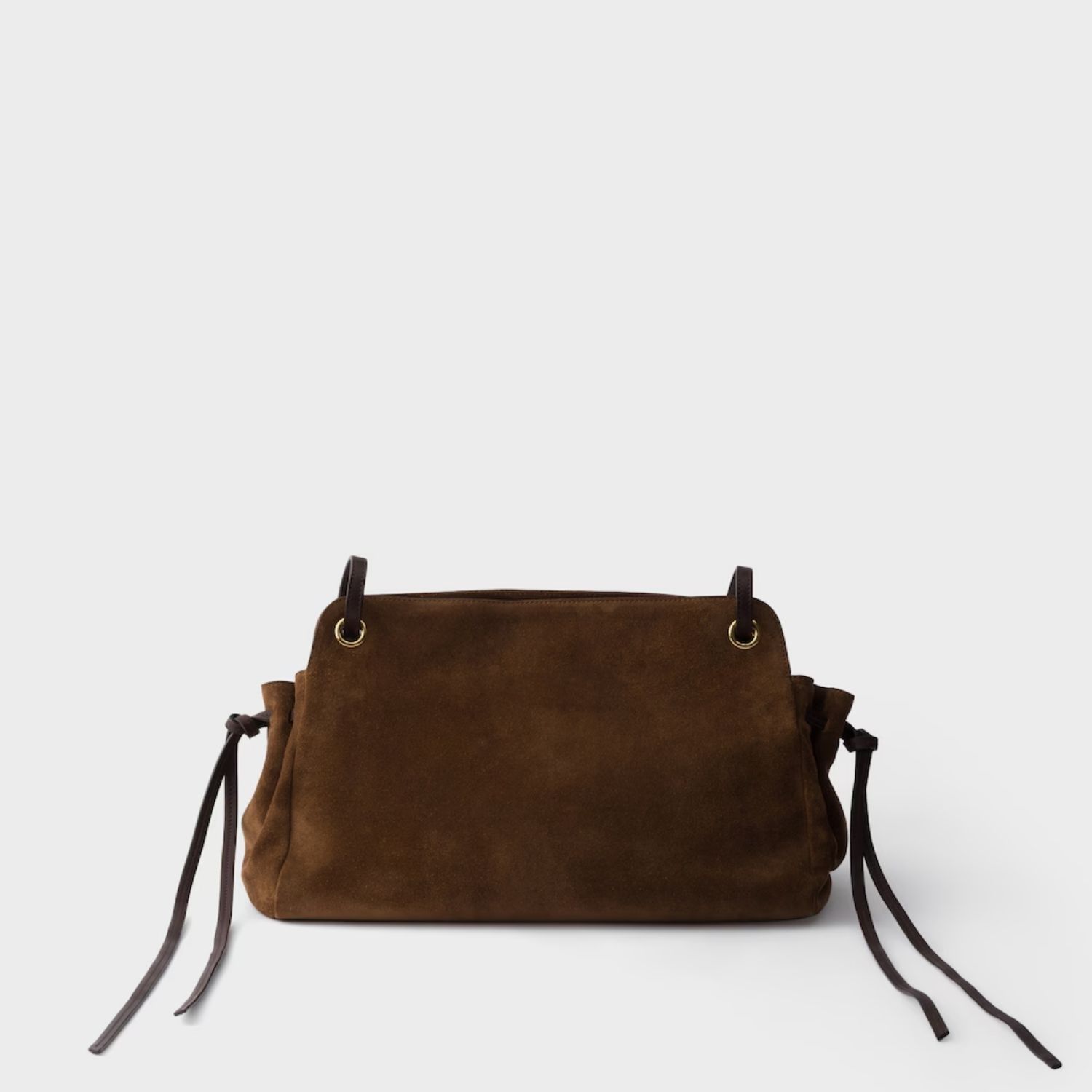 Prada Carry Large Tote Bag 13in/ 33cm Cocoa Brown Suede Gold Hardware For Women 1BG650_2C4S_F0324_V_OOO