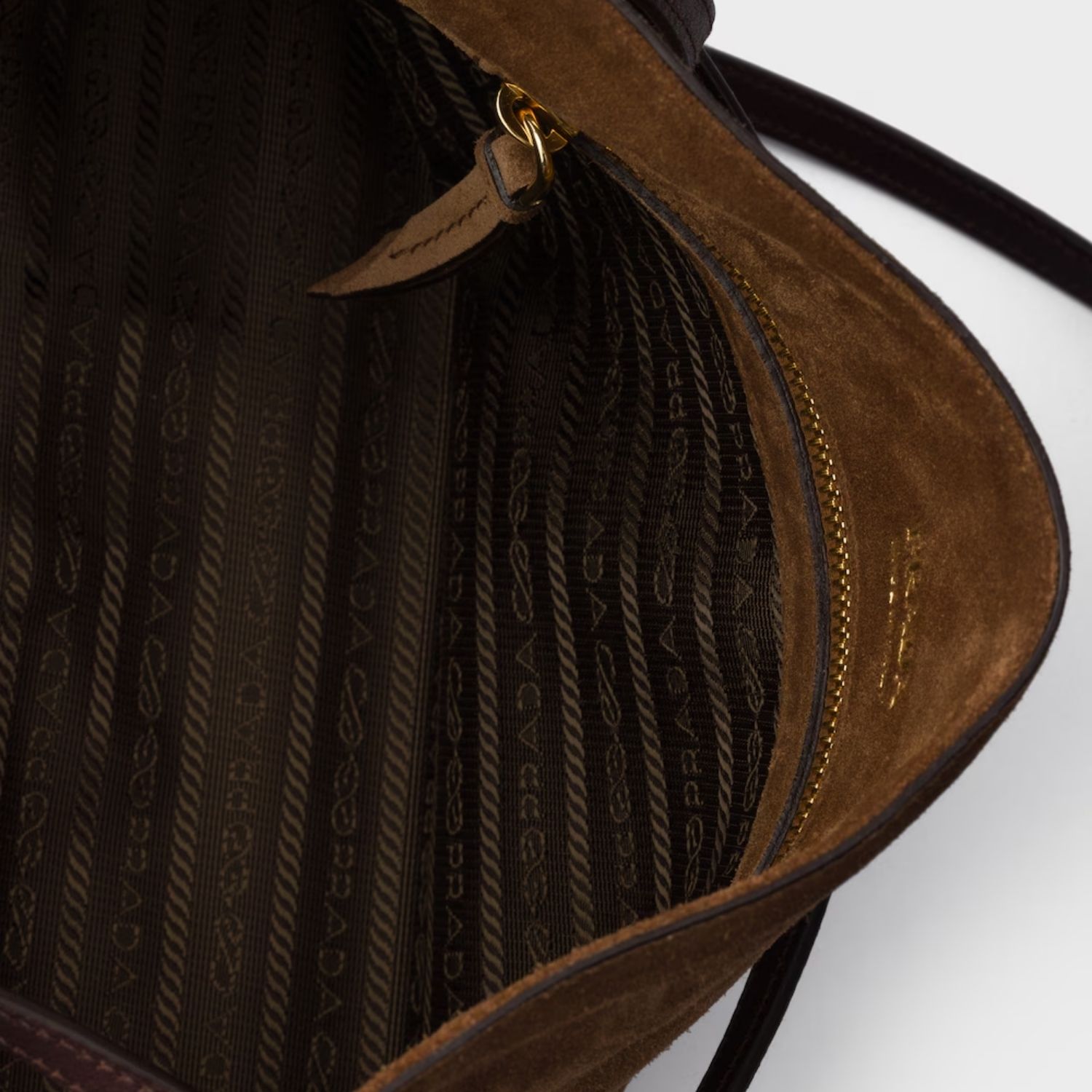 Prada Carry Large Tote Bag 13in/ 33cm Cocoa Brown Suede Gold Hardware For Women 1BG650_2C4S_F0324_V_OOO