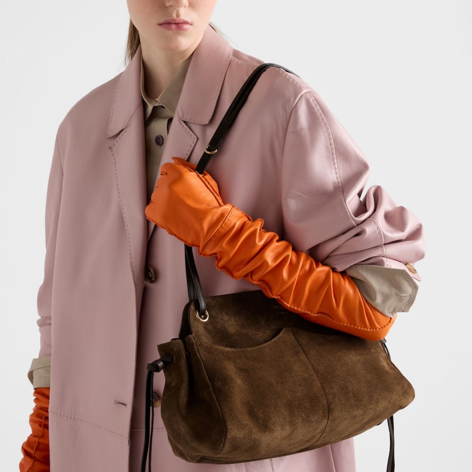 Prada Carry Large Tote Bag 13in/ 33cm Cocoa Brown Suede Gold Hardware For Women 1BG650_2C4S_F0324_V_OOO