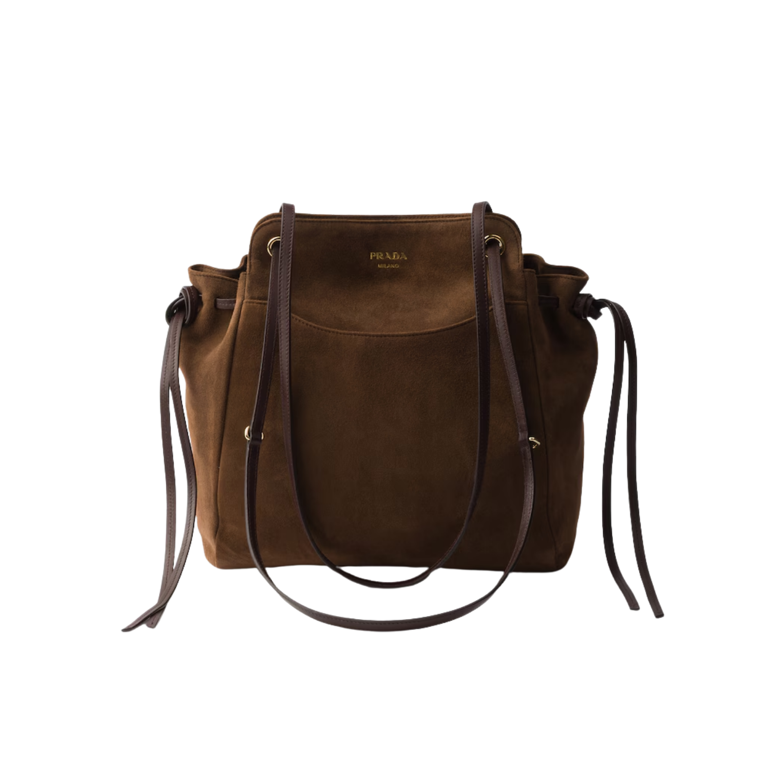 Prada Carry Medium Tote Bag 12.6in/ 32cm Cocoa Brown Suede Gold Hardware For Men 1BG641_2G6D_F0324_V_OOO