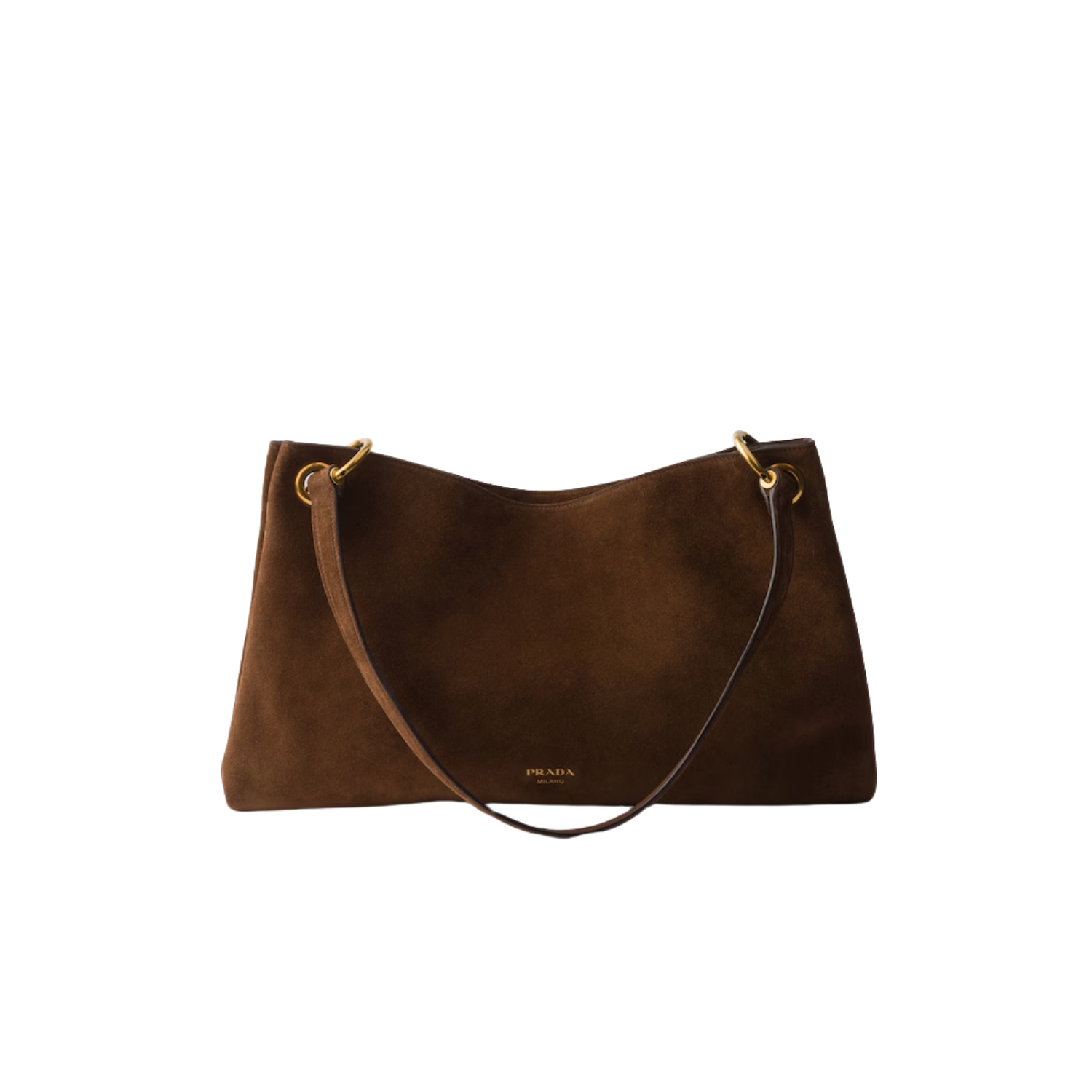 Prada Etude Large Shoulder Bag 15.9in/ 40.5cm Cocoa Brown Suede Gold Hardware For Men 1BC259_2C4S_F0324_V_OOO