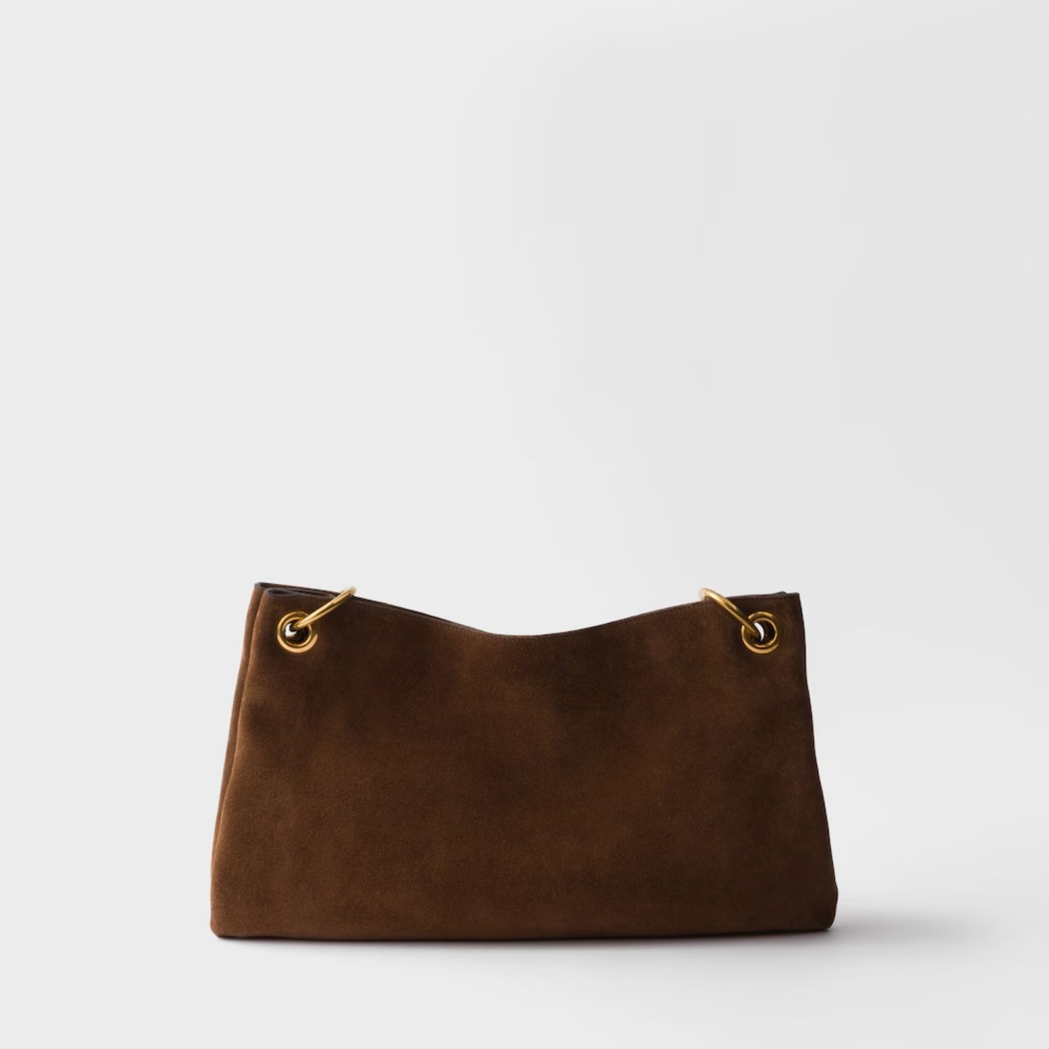 Prada Etude Large Shoulder Bag 15.9in/ 40.5cm Cocoa Brown Suede Gold Hardware For Men 1BC259_2C4S_F0324_V_OOO