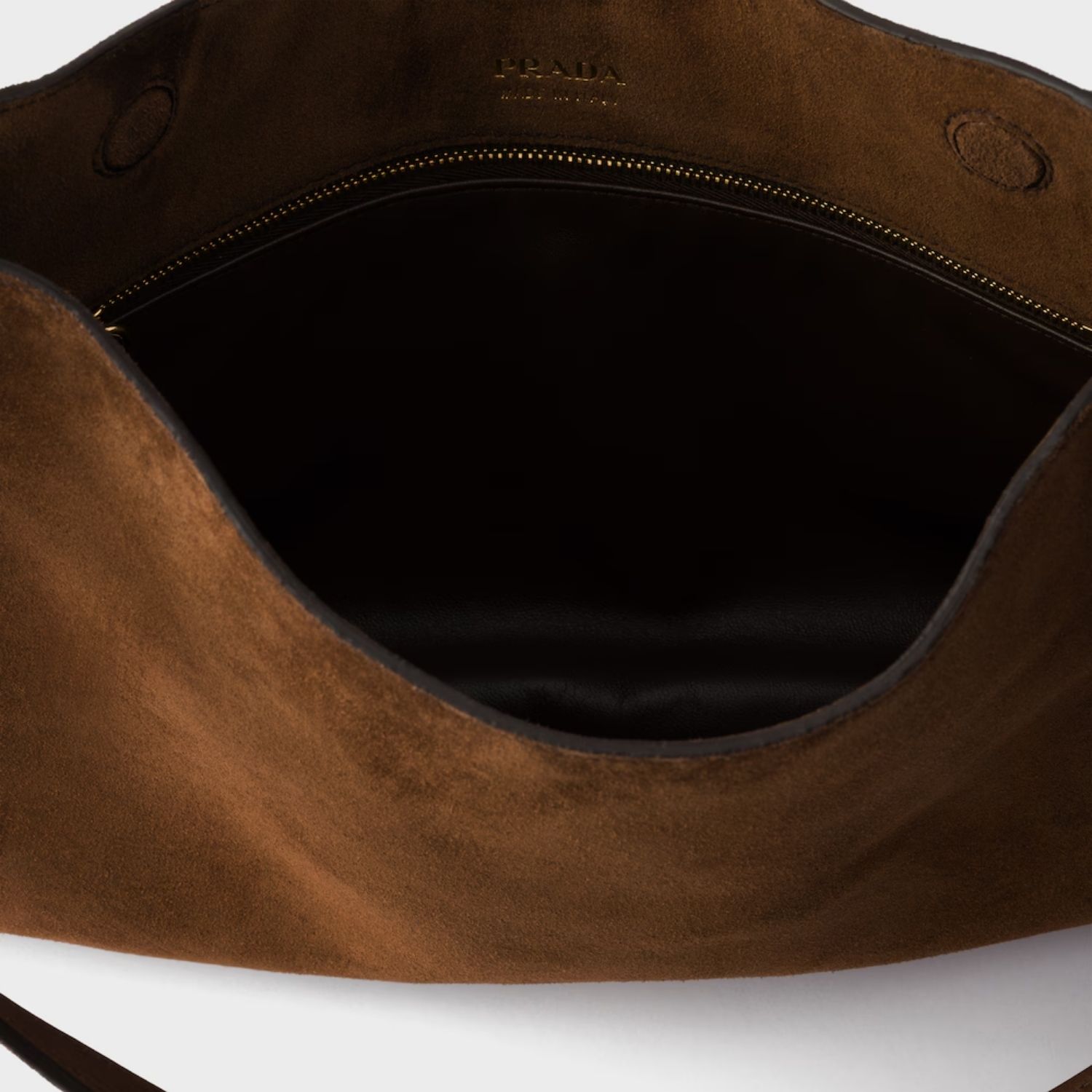 Prada Etude Large Shoulder Bag 15.9in/ 40.5cm Cocoa Brown Suede Gold Hardware For Men 1BC259_2C4S_F0324_V_OOO