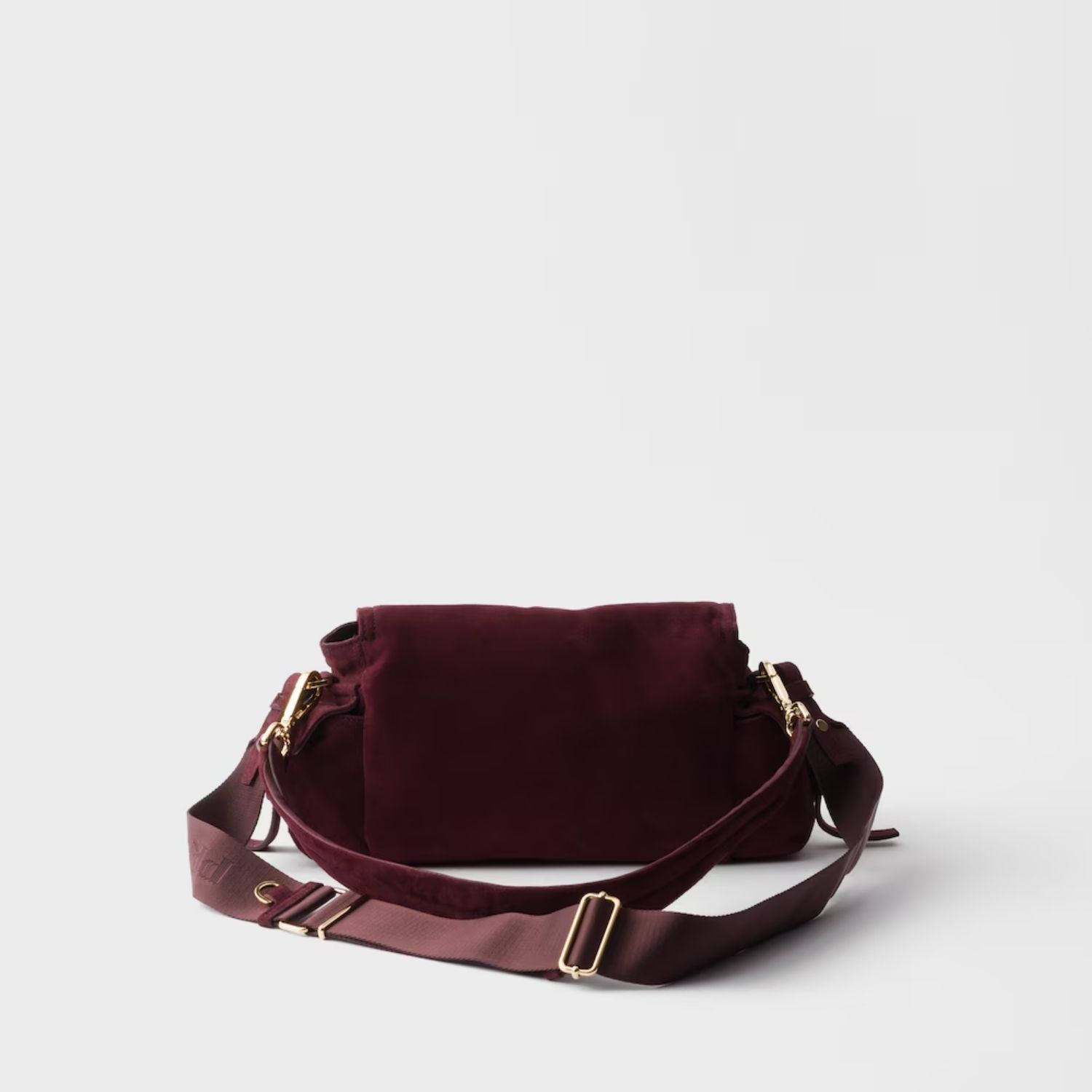 Prada Explore Medium With Flap Shoulder Bag 11.8in/ 30cm Burgundy Suede Gold Hardware For Women 1BD394_008_F0007_V_NOO