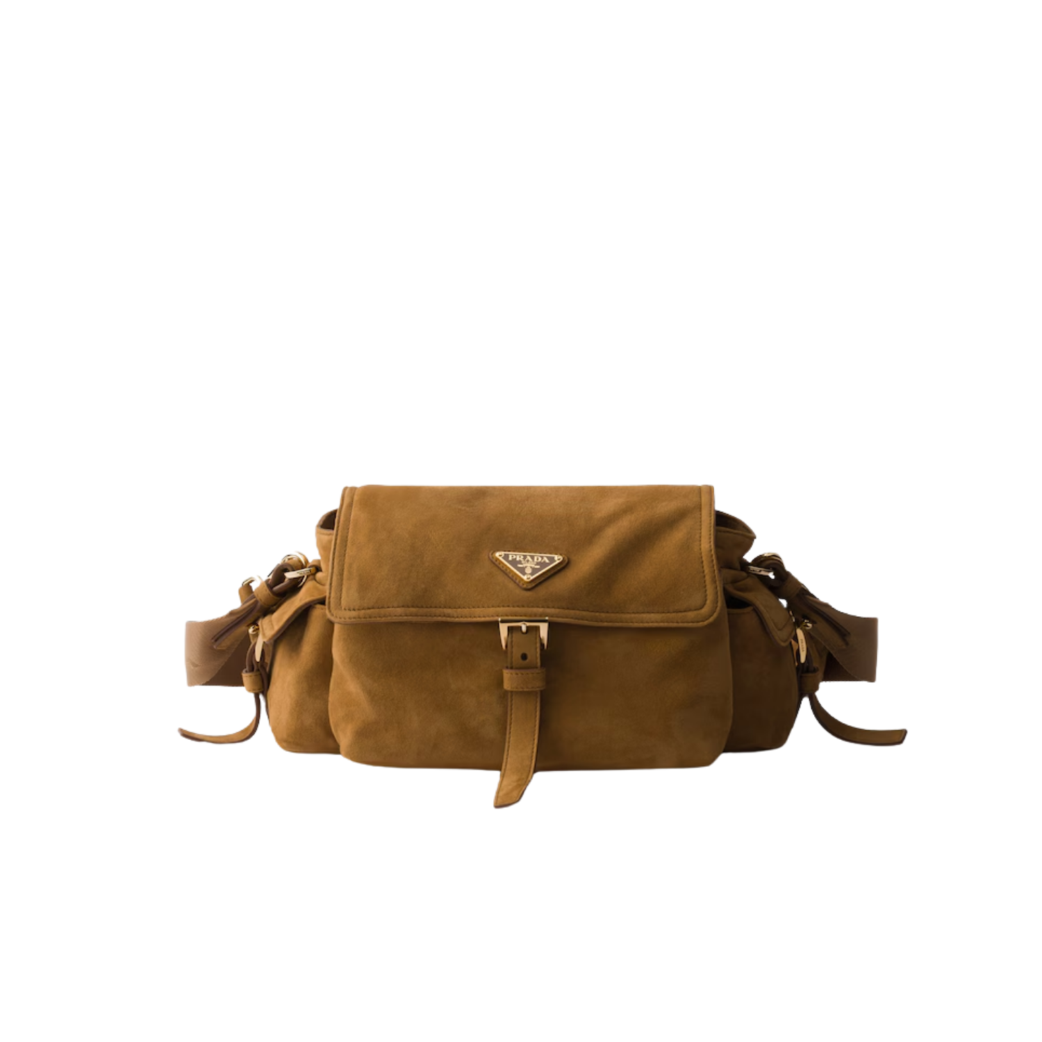 Prada Explore Medium With Flap Shoulder Bag 11.8in/ 30cm Cinnamon Suede Gold Hardware For Women 1BD394_008_F0401_V_NOO