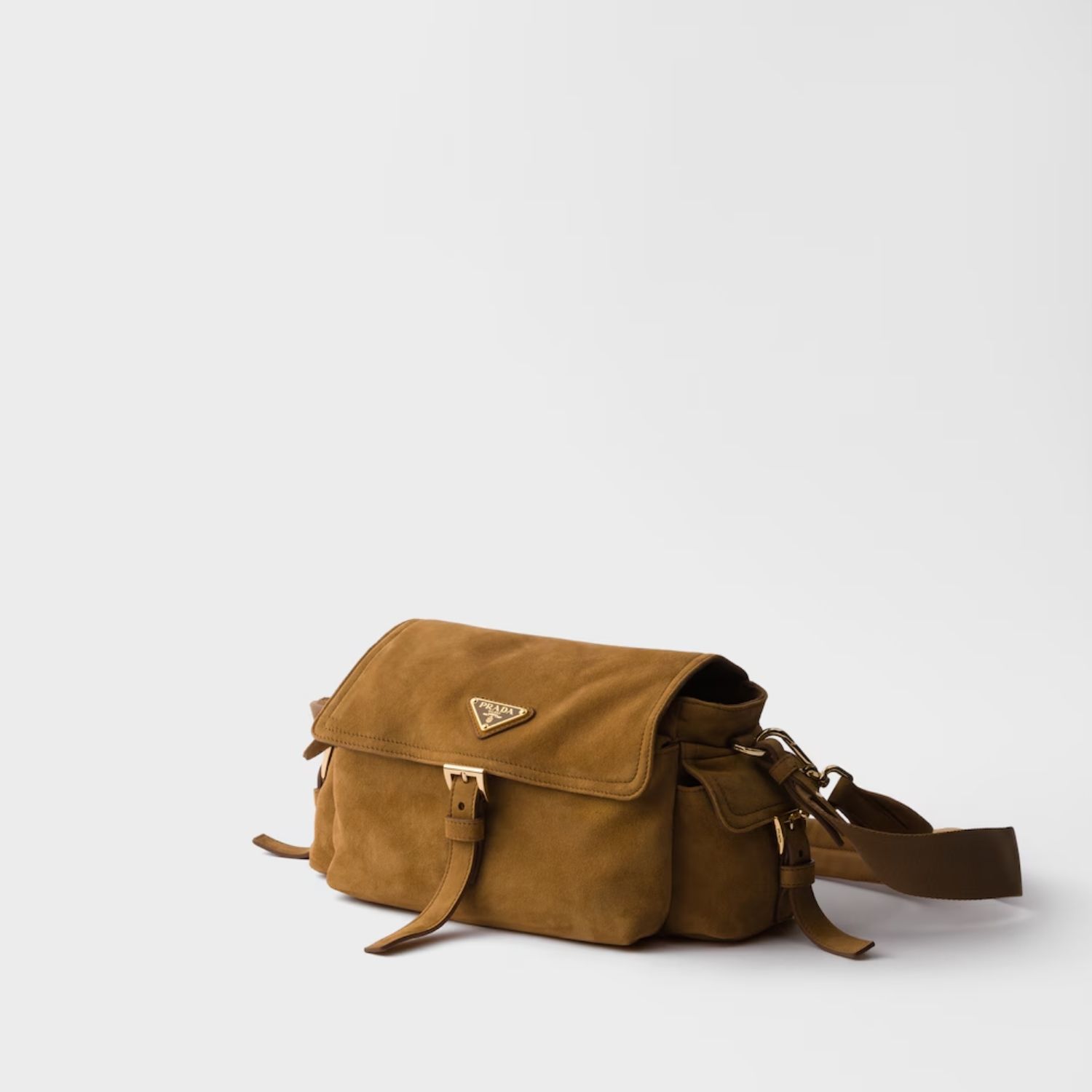 Prada Explore Medium With Flap Shoulder Bag 11.8in/ 30cm Cinnamon Suede Gold Hardware For Women 1BD394_008_F0401_V_NOO