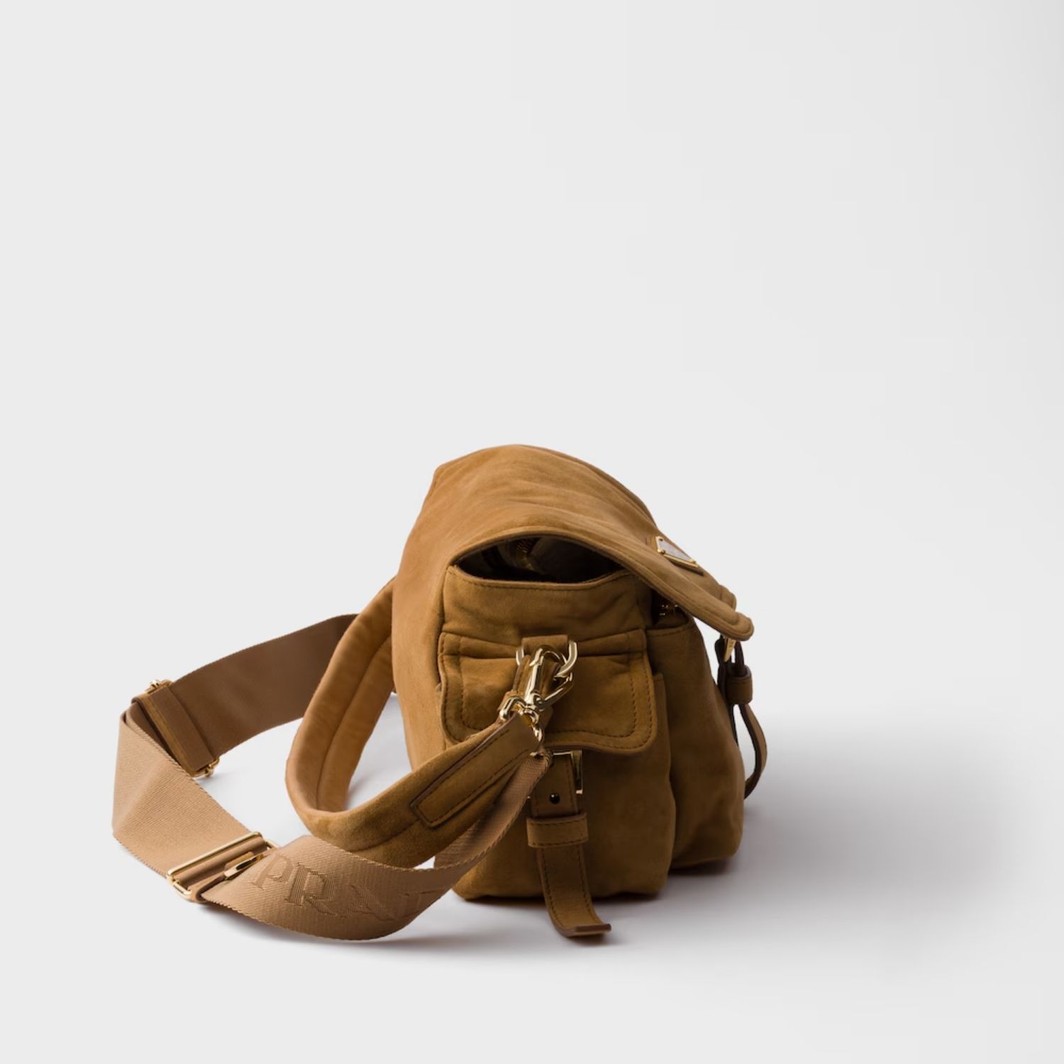 Prada Explore Medium With Flap Shoulder Bag 11.8in/ 30cm Cinnamon Suede Gold Hardware For Women 1BD394_008_F0401_V_NOO