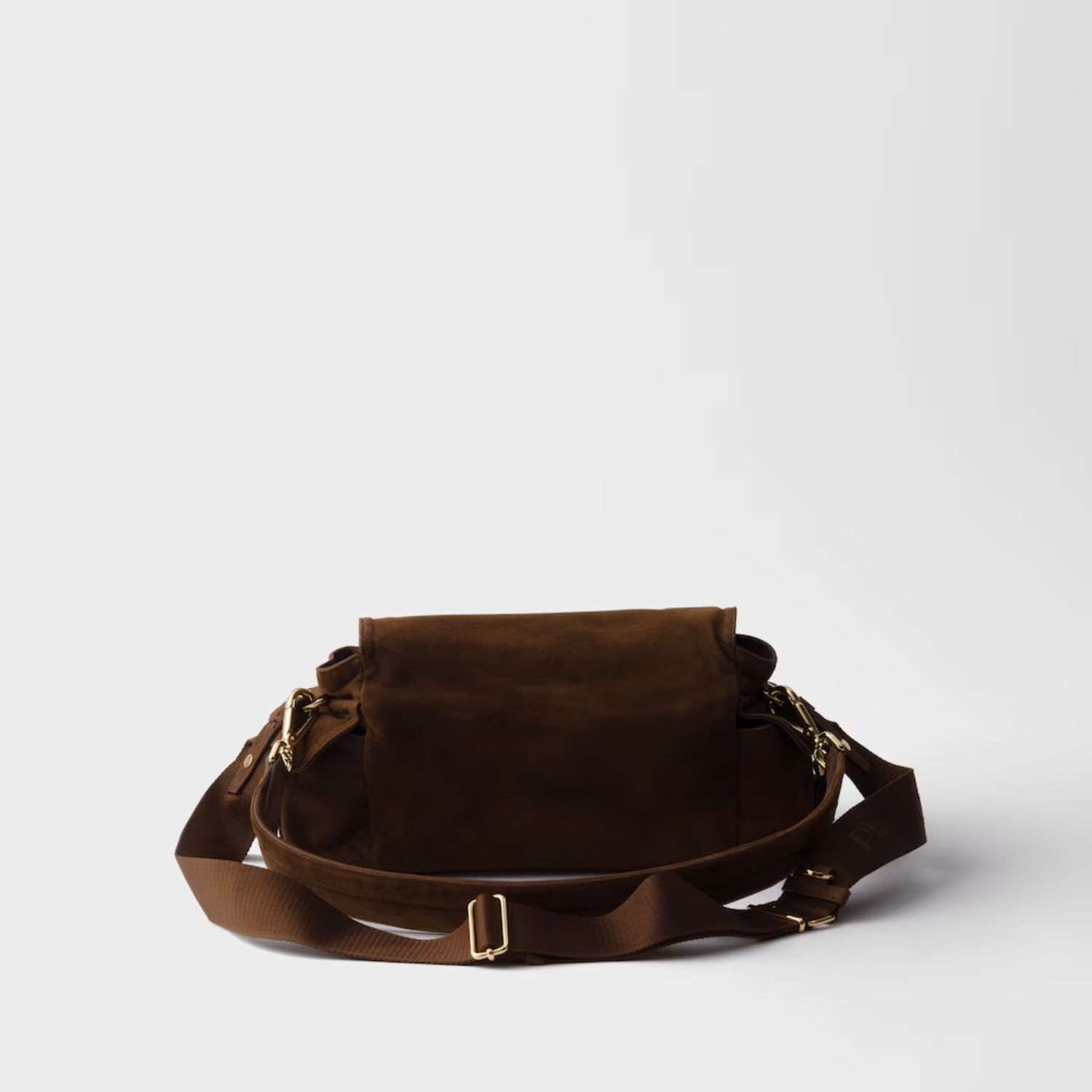Prada Explore Medium With Flap Shoulder Bag 11.8in/ 30cm Cocoa Brown Suede Gold Hardware For Women 1BD394_008_F0324_V_NOO