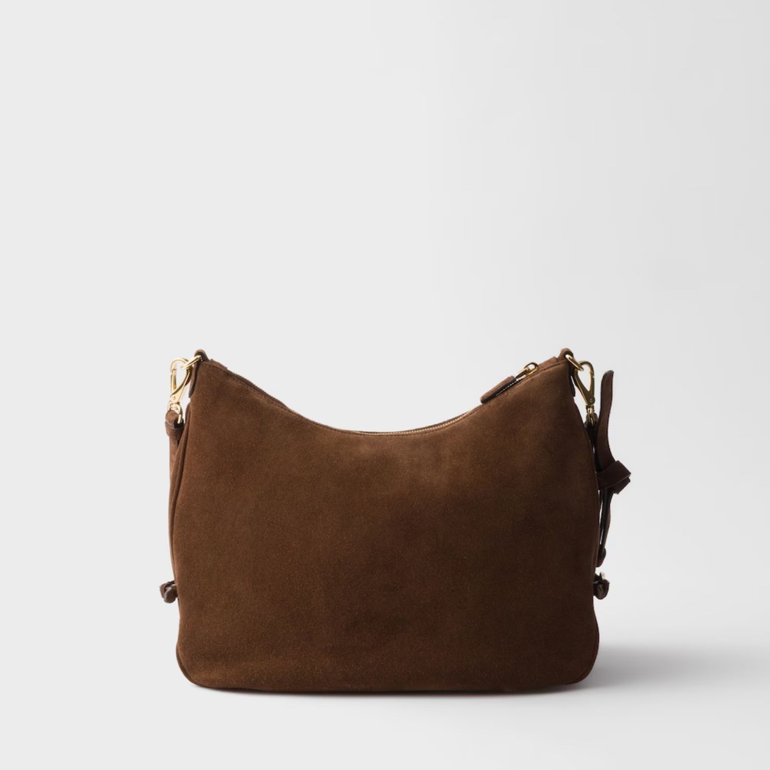Prada Fold Large Shoulder Bag 13in/ 33cm Cocoa Brown Suede Gold Hardware For Women 1BC288_2C4S_F0324_V_OOO