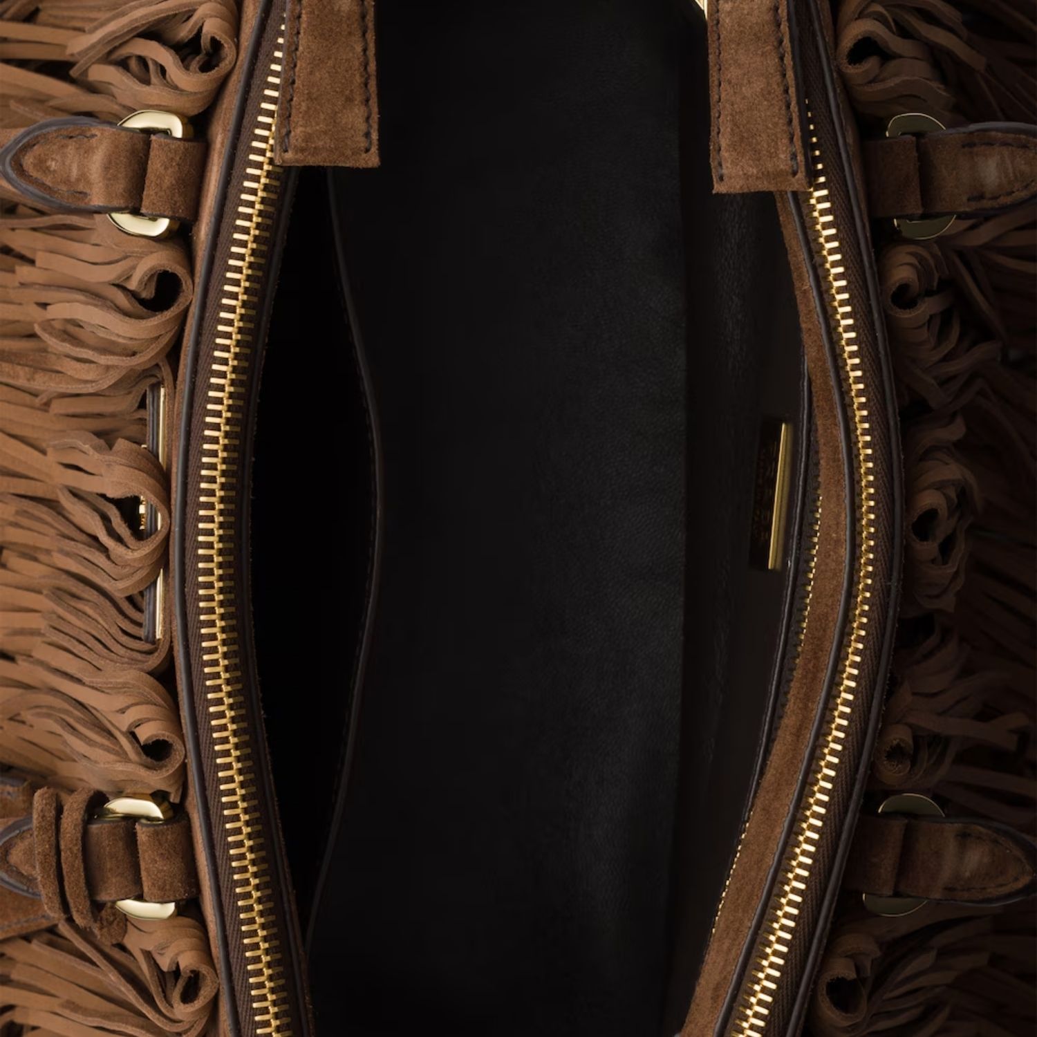Prada Galleria Medium With Fringe Shoulder Bag 11.8in/ 30cm Cocoa Brown Suede Gold Hardware For Women 1BA457_2C4S_F0324_V_YOF