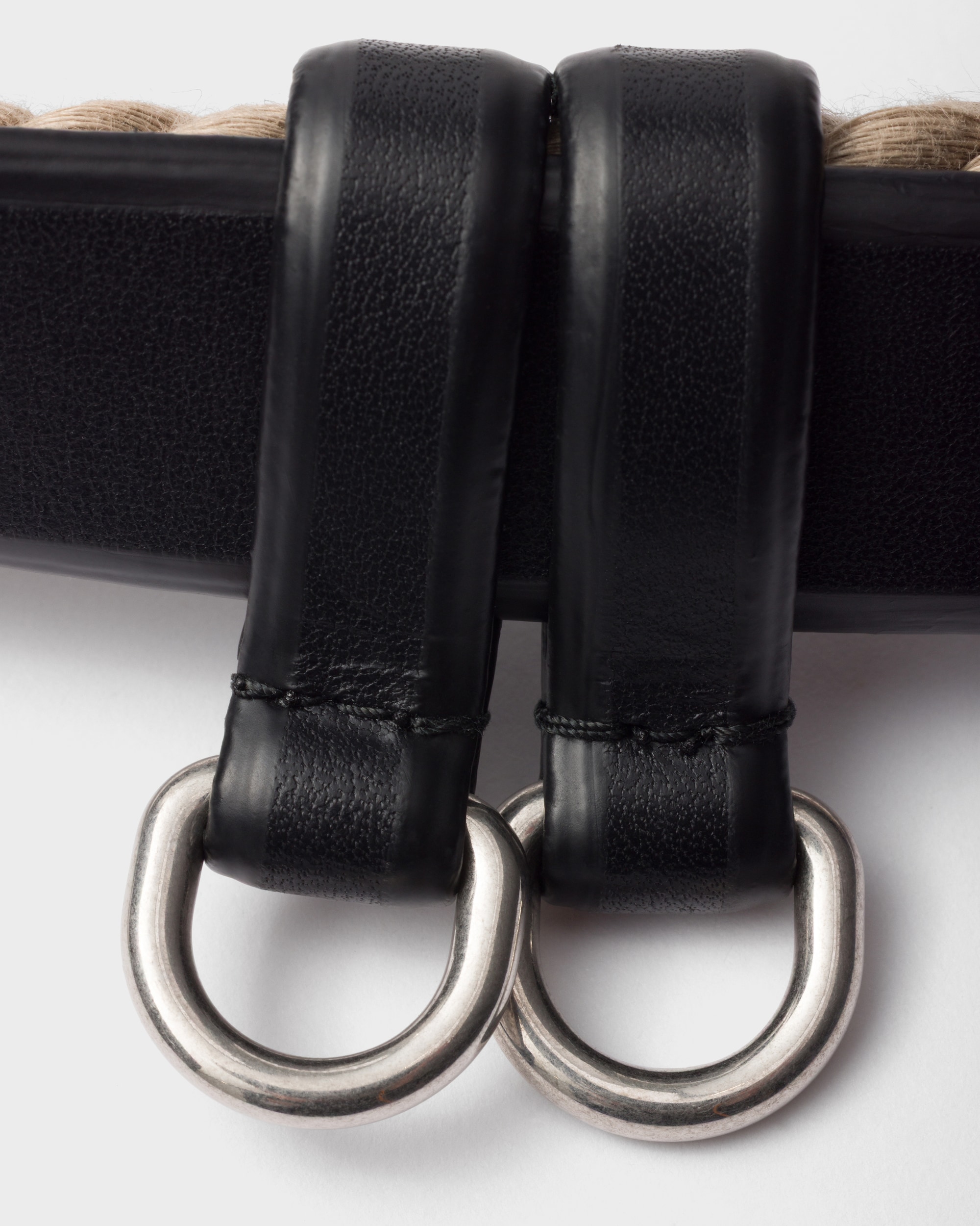 Prada Leather And Cord Belt Black/ Beige For Women 1CS146_2HJK_F0002