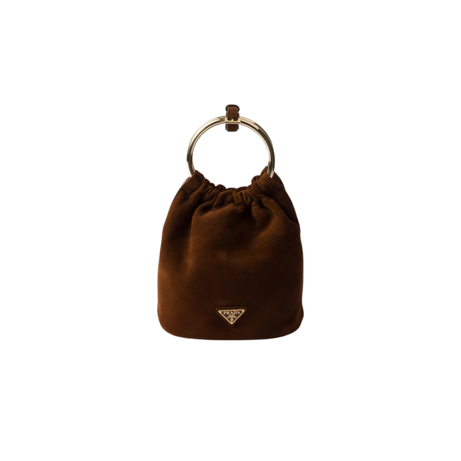 Prada Mini Top Handle Bag 7.5in/ 19cm Cocoa Brown Suede Gold Hardware For Women 1BC227_008_F0324_V_OOO