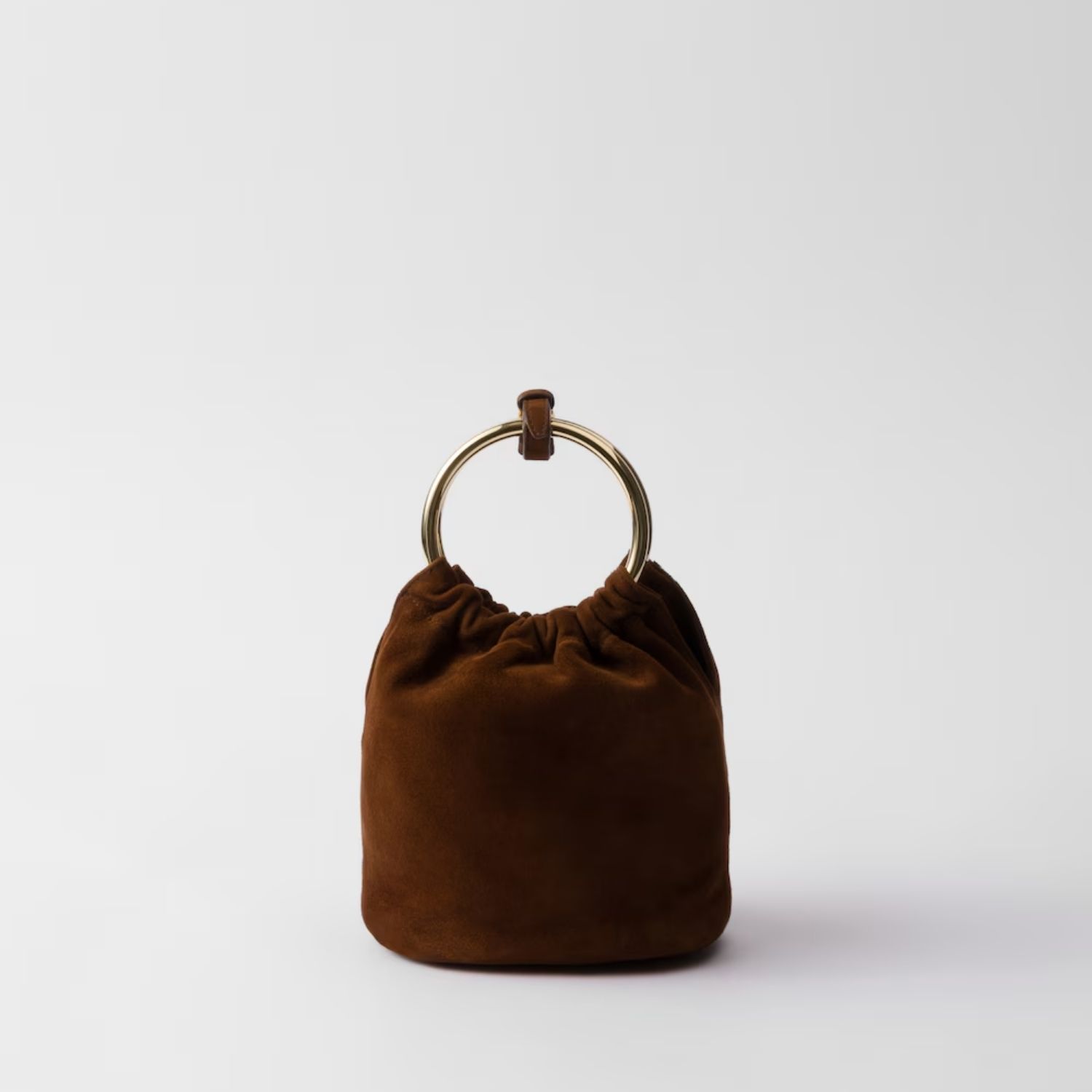 Prada Mini Top Handle Bag 7.5in/ 19cm Cocoa Brown Suede Gold Hardware For Women 1BC227_008_F0324_V_OOO