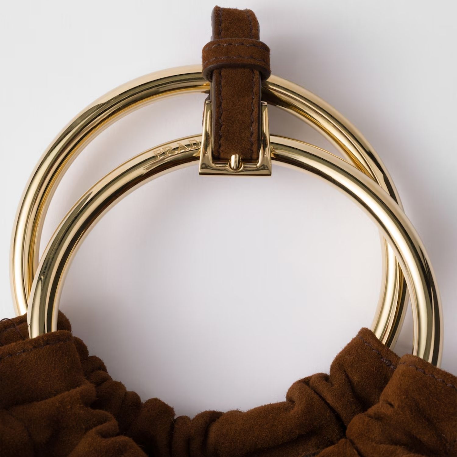 Prada Mini Top Handle Bag 7.5in/ 19cm Cocoa Brown Suede Gold Hardware For Women 1BC227_008_F0324_V_OOO