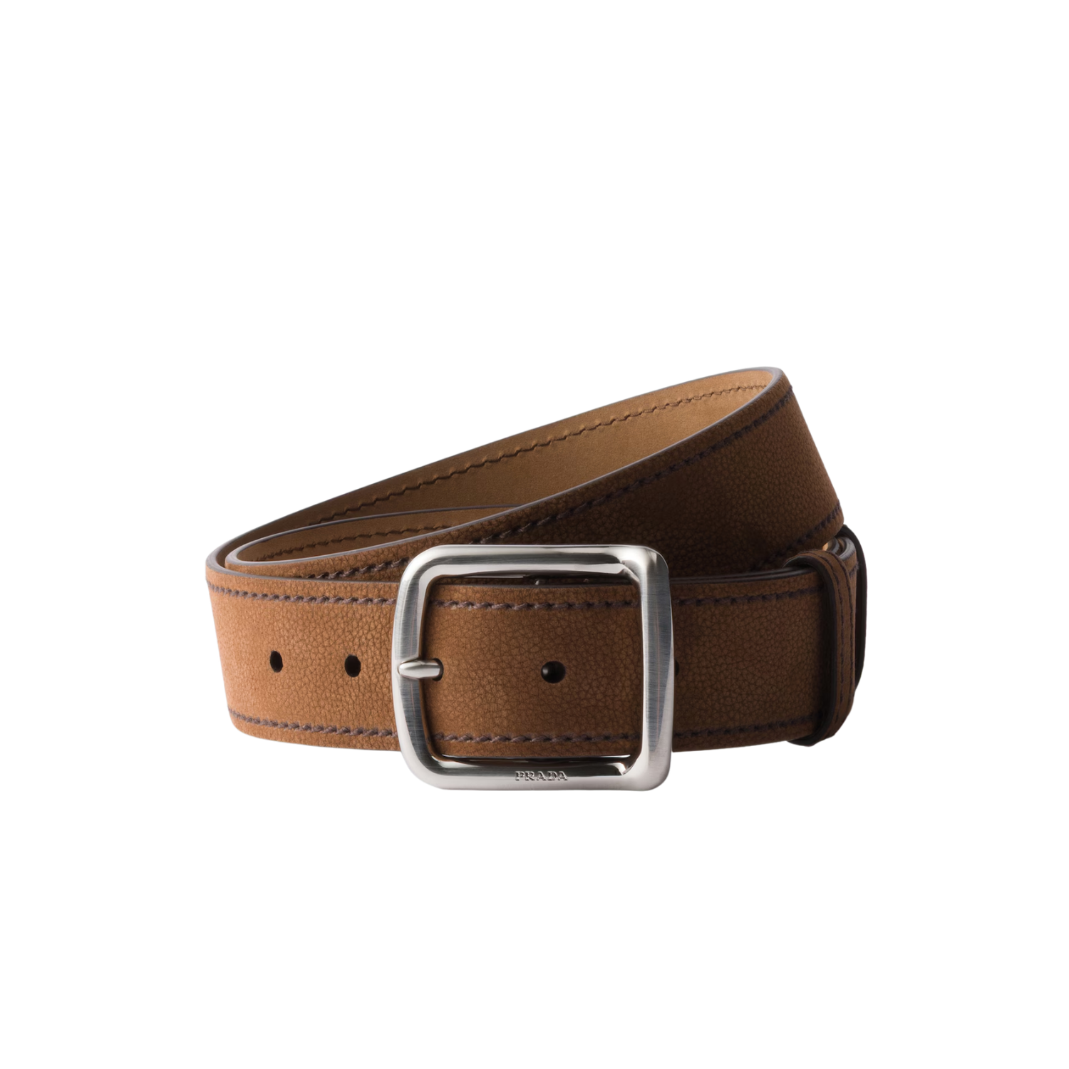Prada Nubuck Leather Belt Cocoa Brown For Women 2CS125_2GB8_F0324