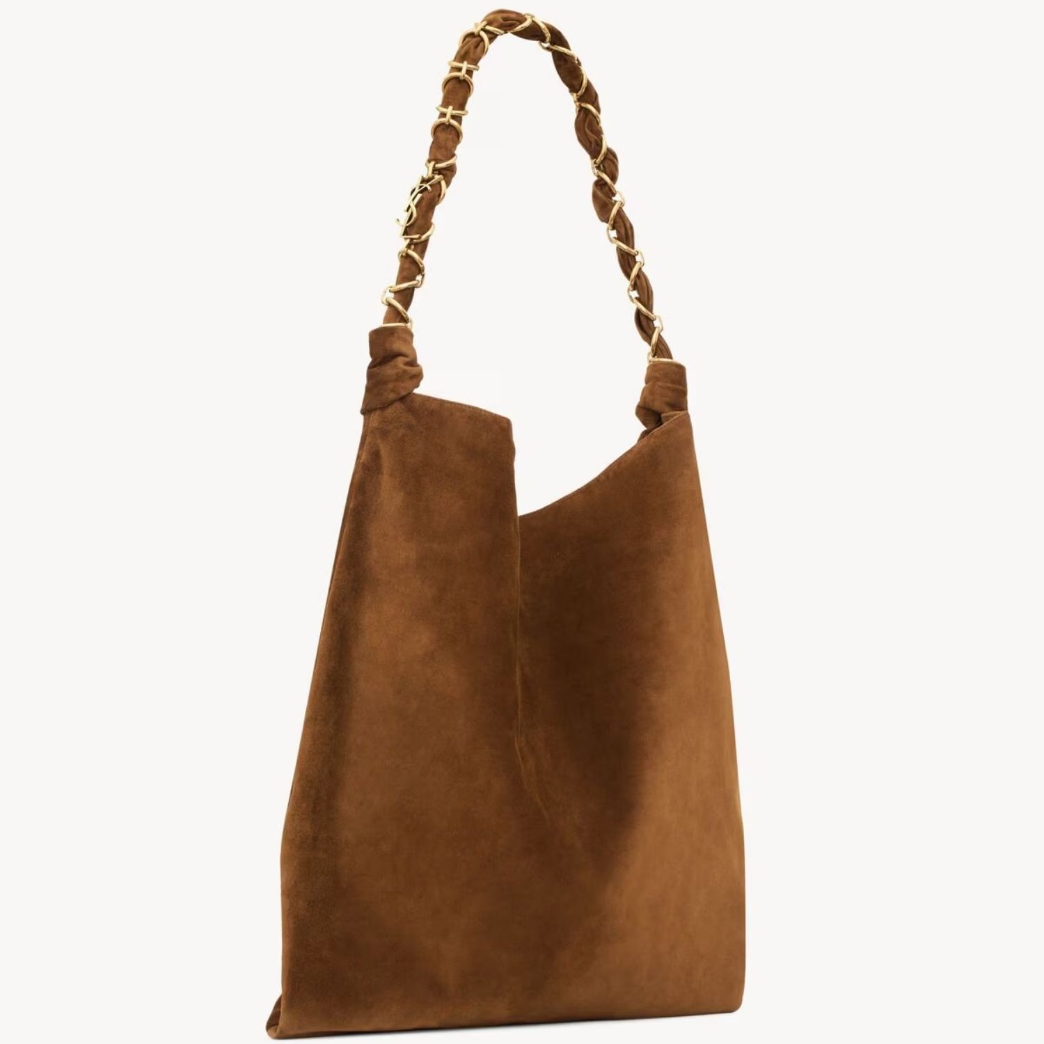 Saint Laurent Amalia Tote Bag 19.7in/ 50cm Caramel Cognac Suede Gold Hardware For Women 8347501U80W2916