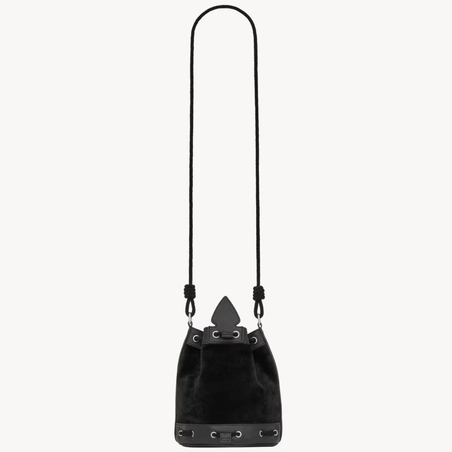 Saint Laurent Anja Crossbody Bag 9.4in/ 24cm Black Suede Silver Hardware For Women 861500AAF9F1000
