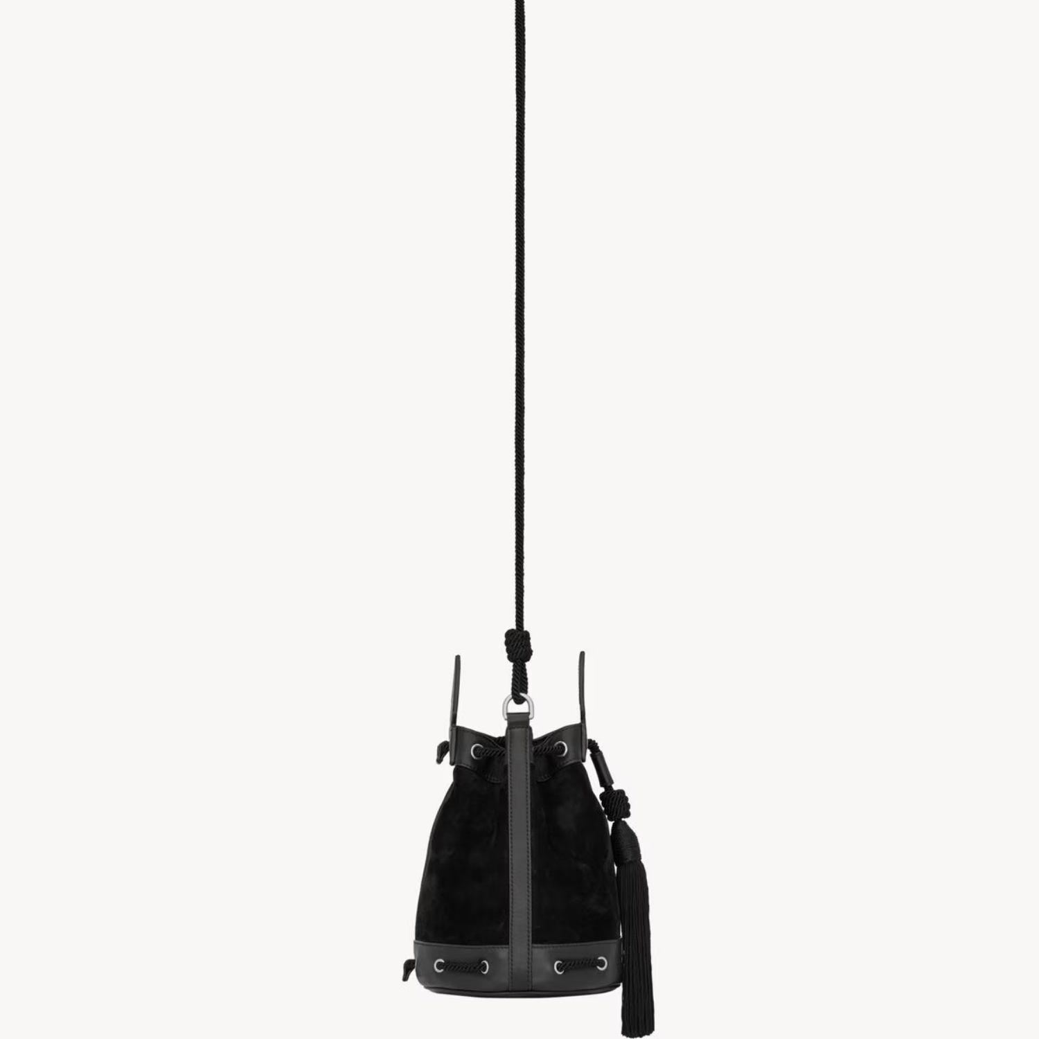 Saint Laurent Anja Crossbody Bag 9.4in/ 24cm Black Suede Silver Hardware For Women 861500AAF9F1000