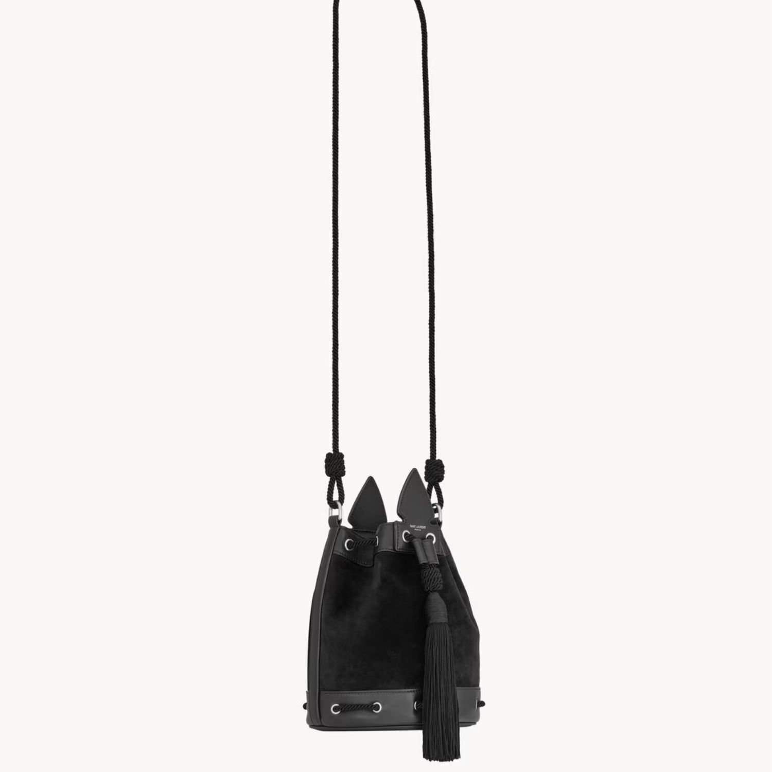 Saint Laurent Anja Crossbody Bag 9.4in/ 24cm Black Suede Silver Hardware For Women 861500AAF9F1000