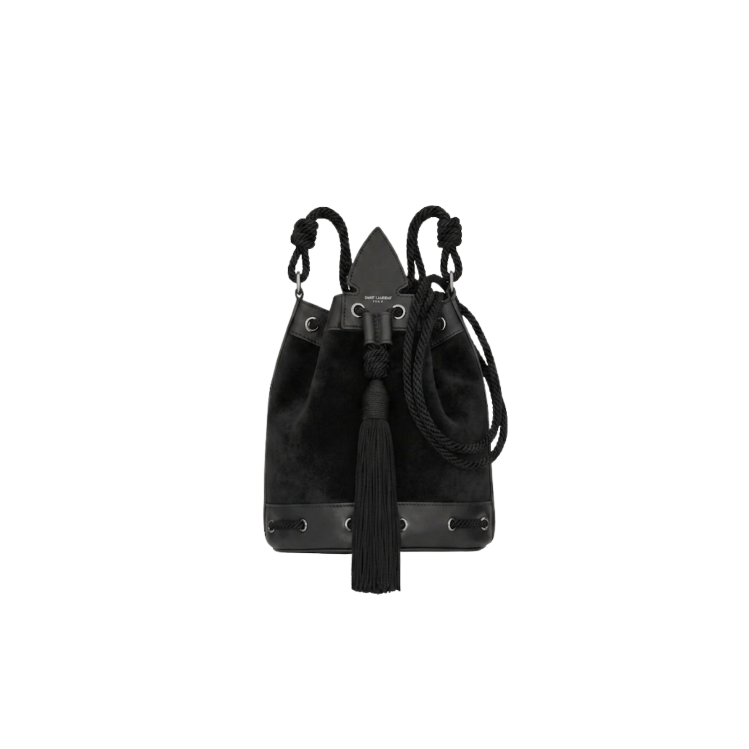 Saint Laurent Anja Crossbody Bag 9.4in/ 24cm Black Suede Silver Hardware For Women 861500AAF9F1000