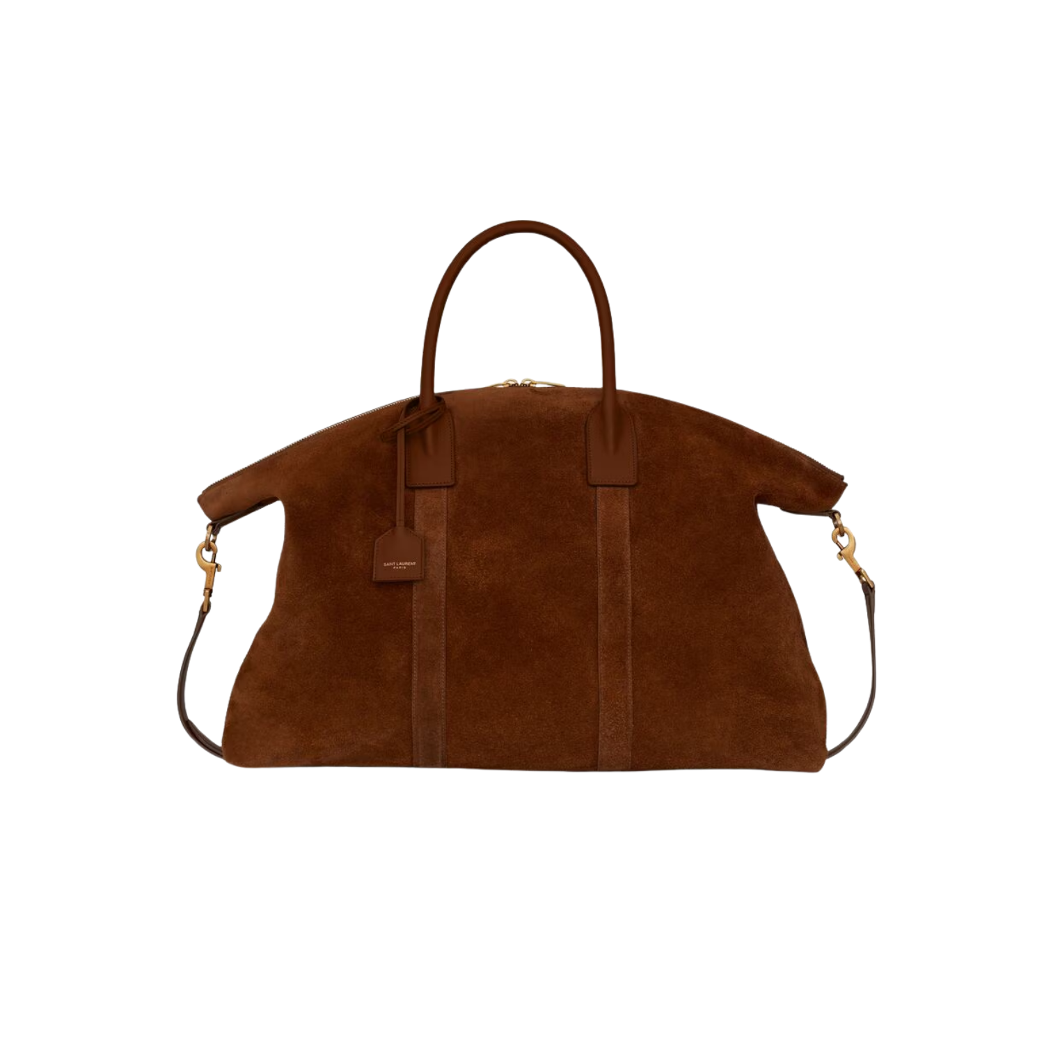 Saint Laurent Bowling Tote Bag 18.5in/ 47cm Tan Brown Suede Gold Hardware For Women 6496460HYPW2407
