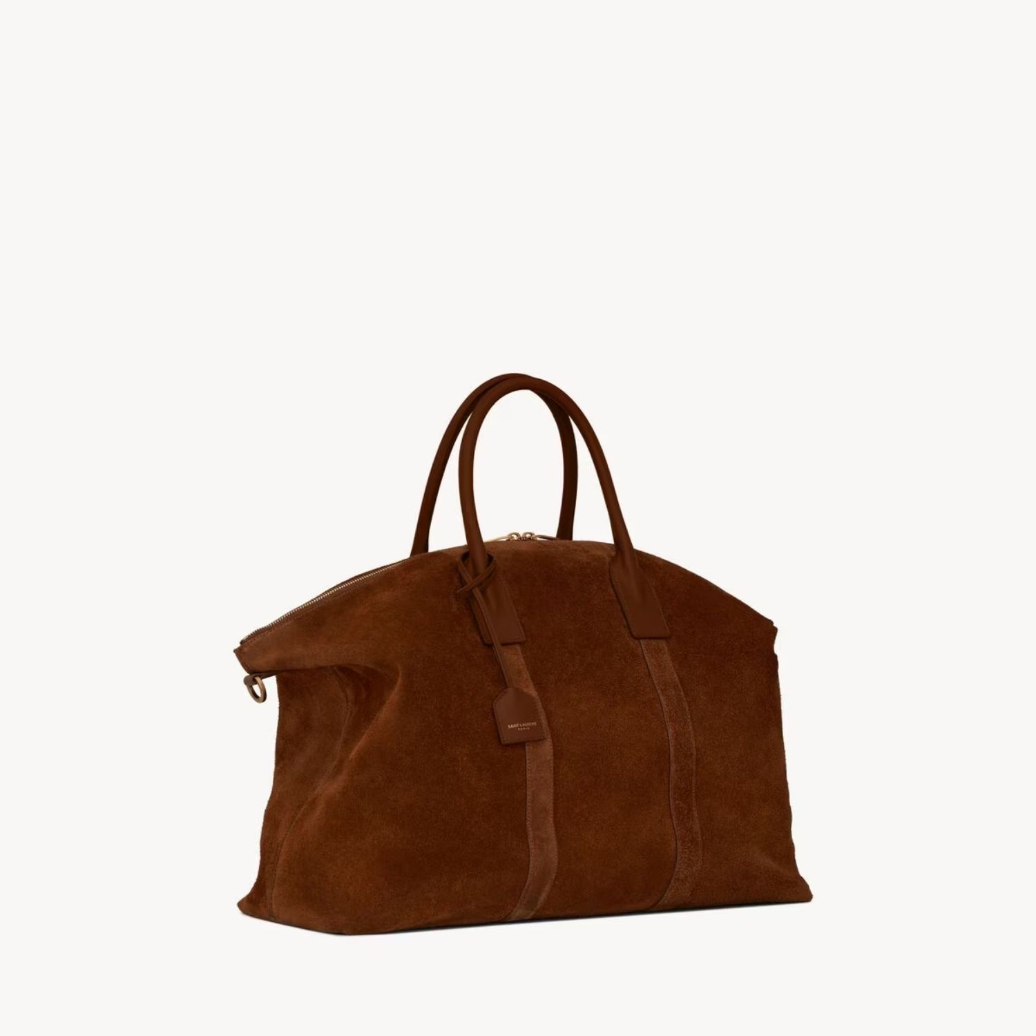 Saint Laurent Bowling Tote Bag 18.5in/ 47cm Tan Brown Suede Gold Hardware For Women 6496460HYPW2407