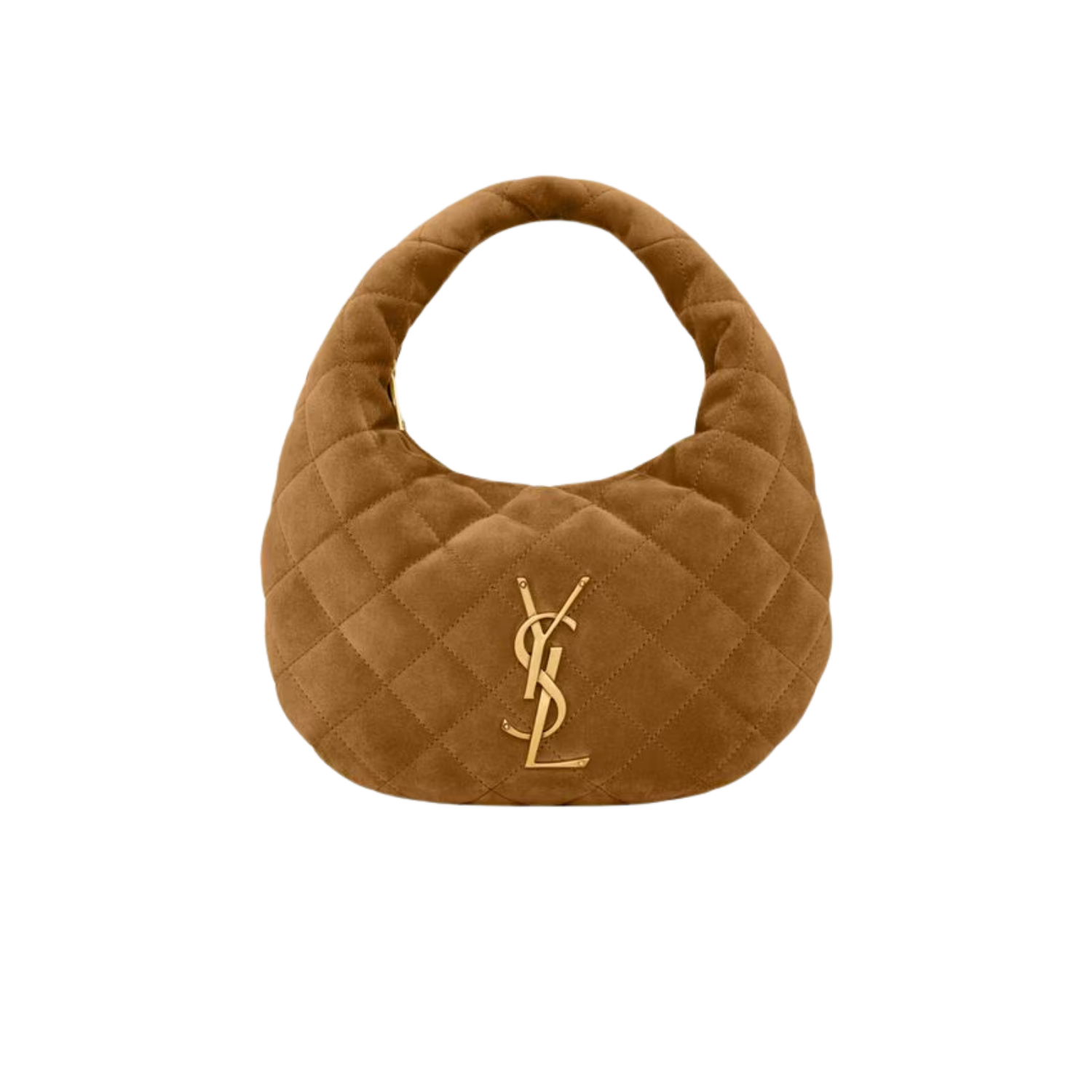 Saint Laurent Icarino Quilted Shoulder Bag 10.6in/ 27cm Caramel Cognac Suede Gold Hardware For Women 858160AAF9P2916