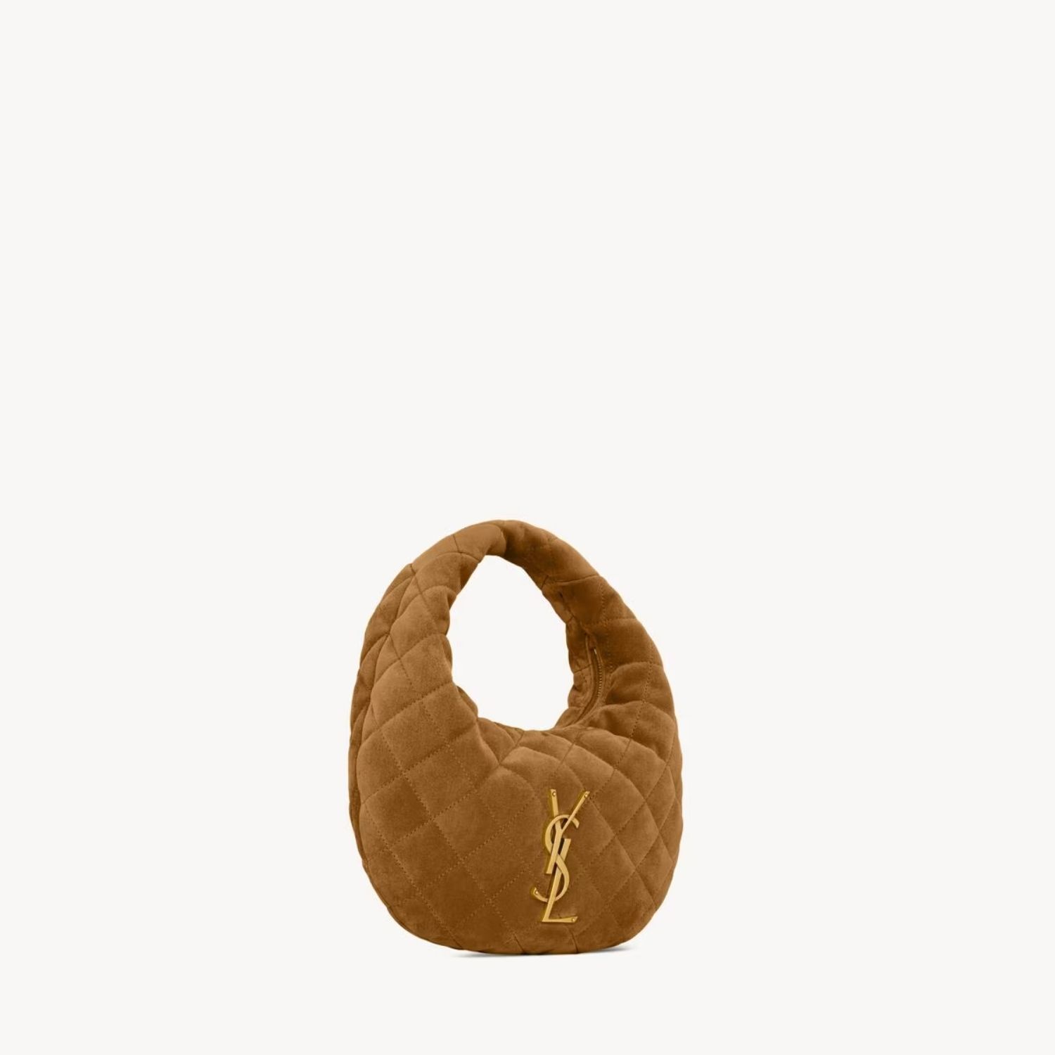 Saint Laurent Icarino Quilted Shoulder Bag 10.6in/ 27cm Caramel Cognac Suede Gold Hardware For Women 858160AAF9P2916
