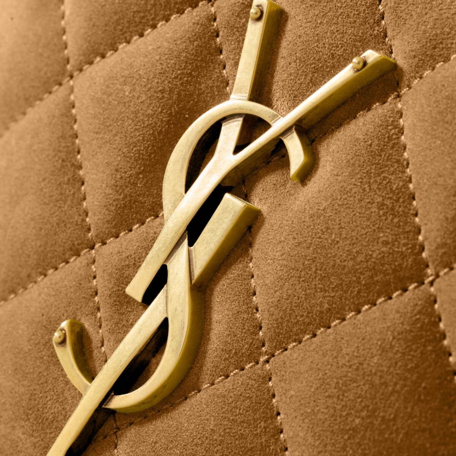Saint Laurent Icarino Quilted Shoulder Bag 10.6in/ 27cm Caramel Cognac Suede Gold Hardware For Women 858160AAF9P2916