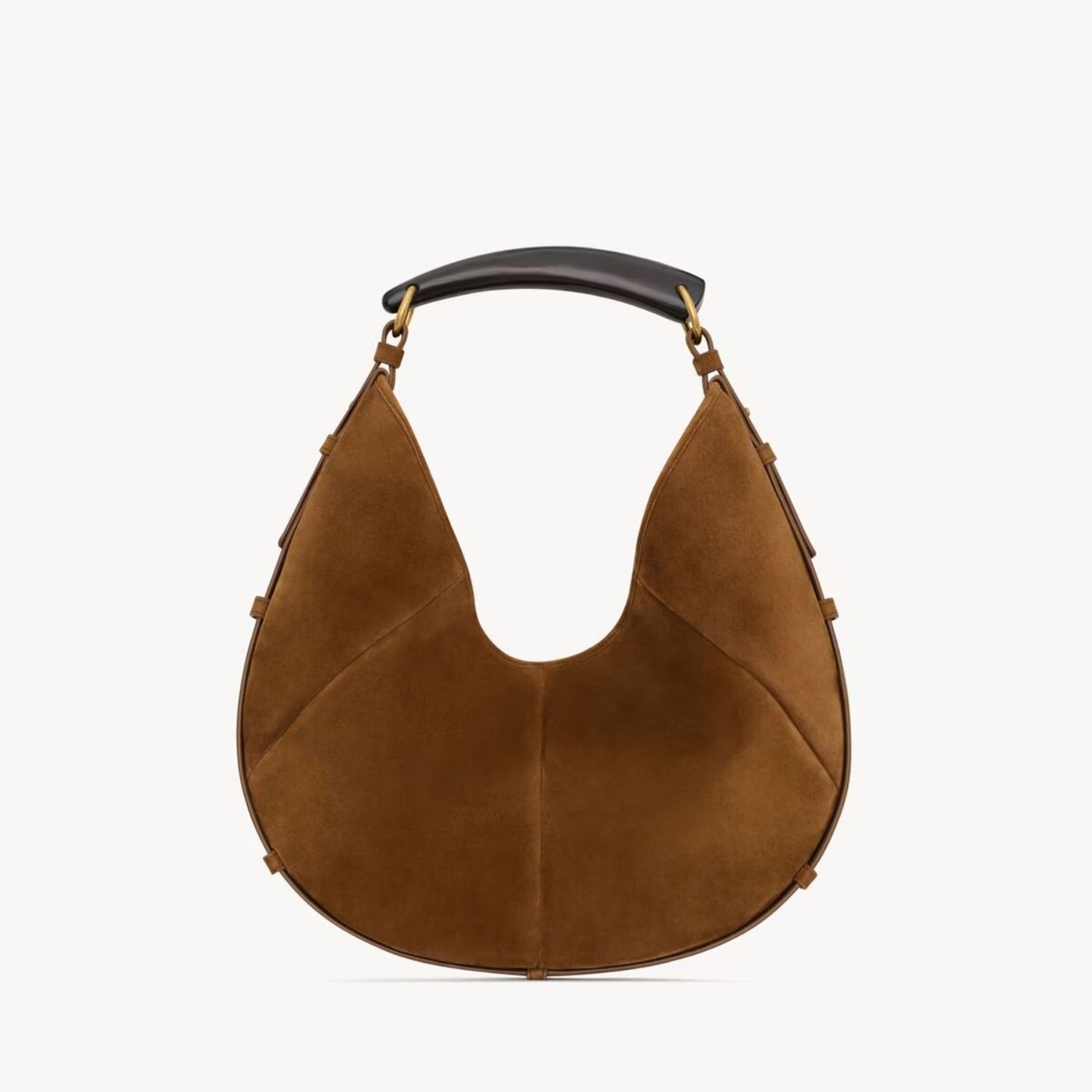 Saint Laurent Mombasa Medium Shoulder Bag 15.7in/ 40cm Caramel Cognac Suede Gold Hardware For Women 841697AAGXQ2921