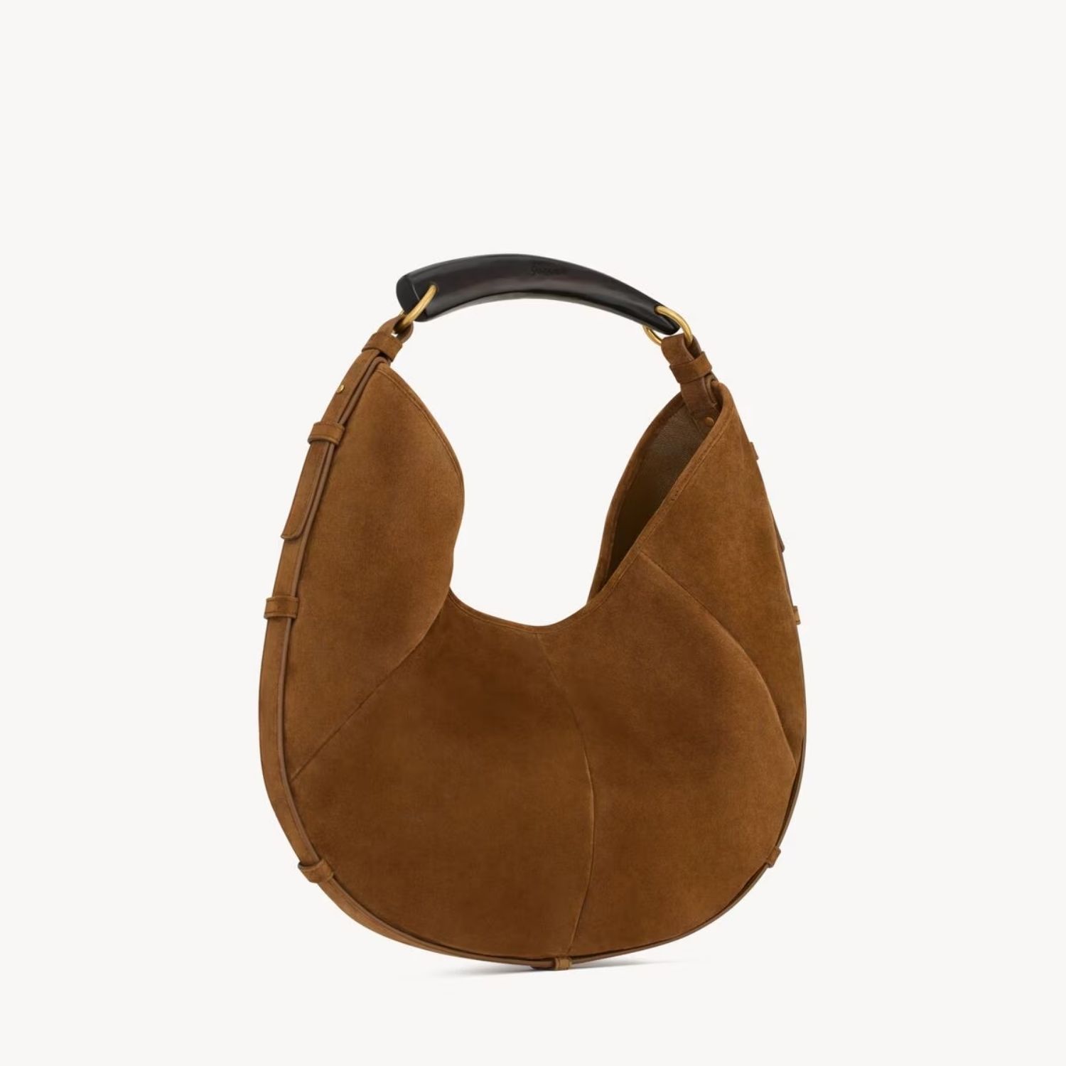 Saint Laurent Mombasa Medium Shoulder Bag 15.7in/ 40cm Caramel Cognac Suede Gold Hardware For Women 841697AAGXQ2921