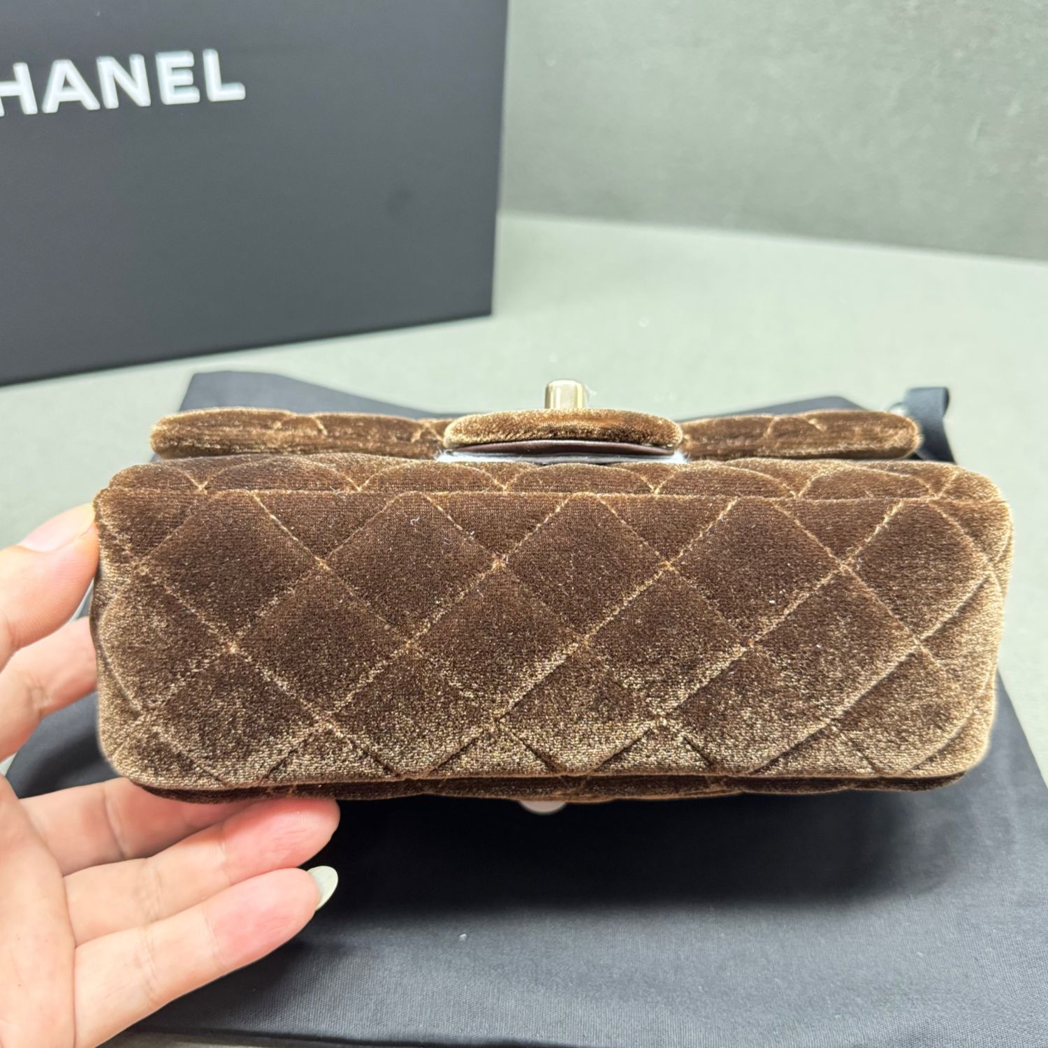 Chanel Classic Flap Bag Mini Crossbody 7.9in/ 20cm Dark Brown Gold Hardware For Women