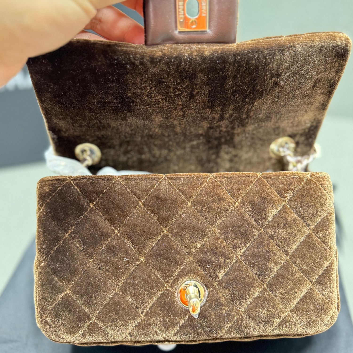 Chanel Classic Flap Bag Mini Crossbody 7.9in/ 20cm Dark Brown Gold Hardware For Women