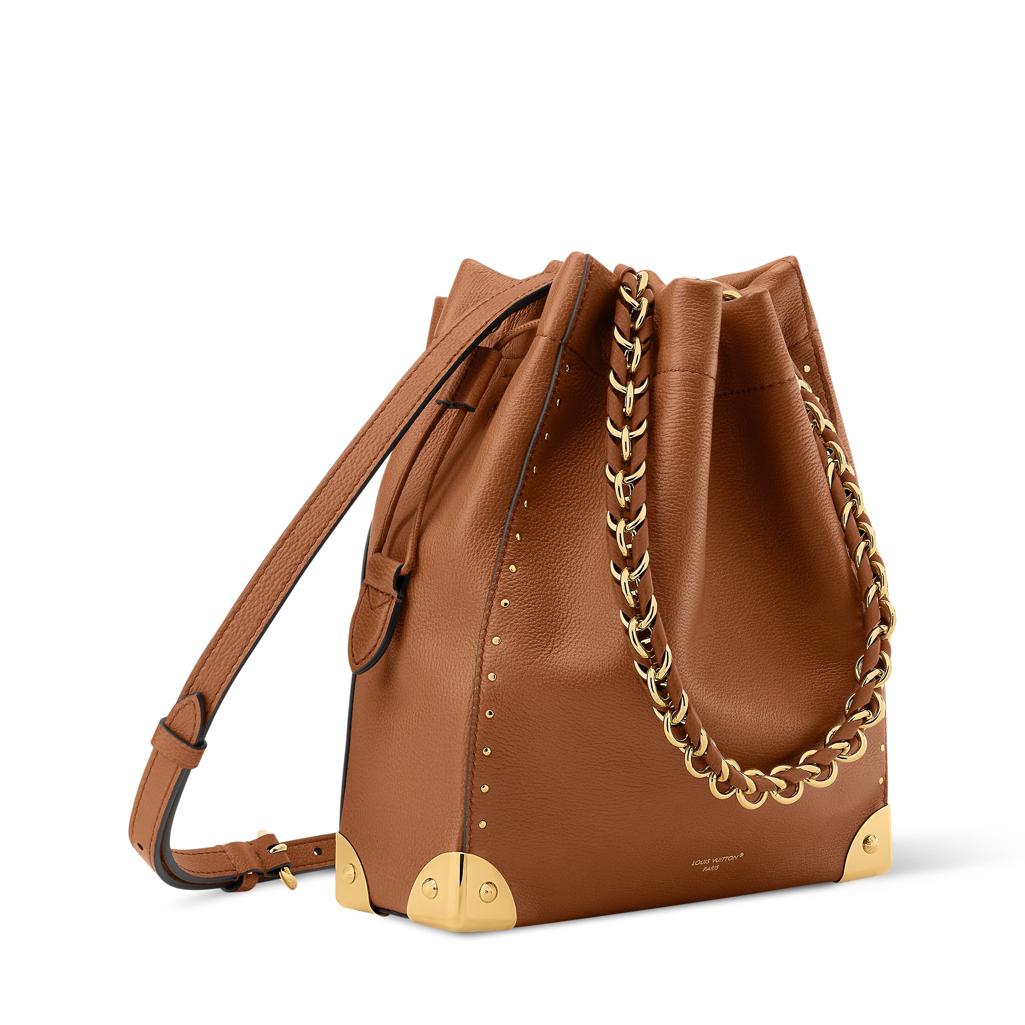 Louis Vuitton Noe Trunk Shoulder Bag 10.6in/ 27cm Tan Gold Hardware For Women M29131